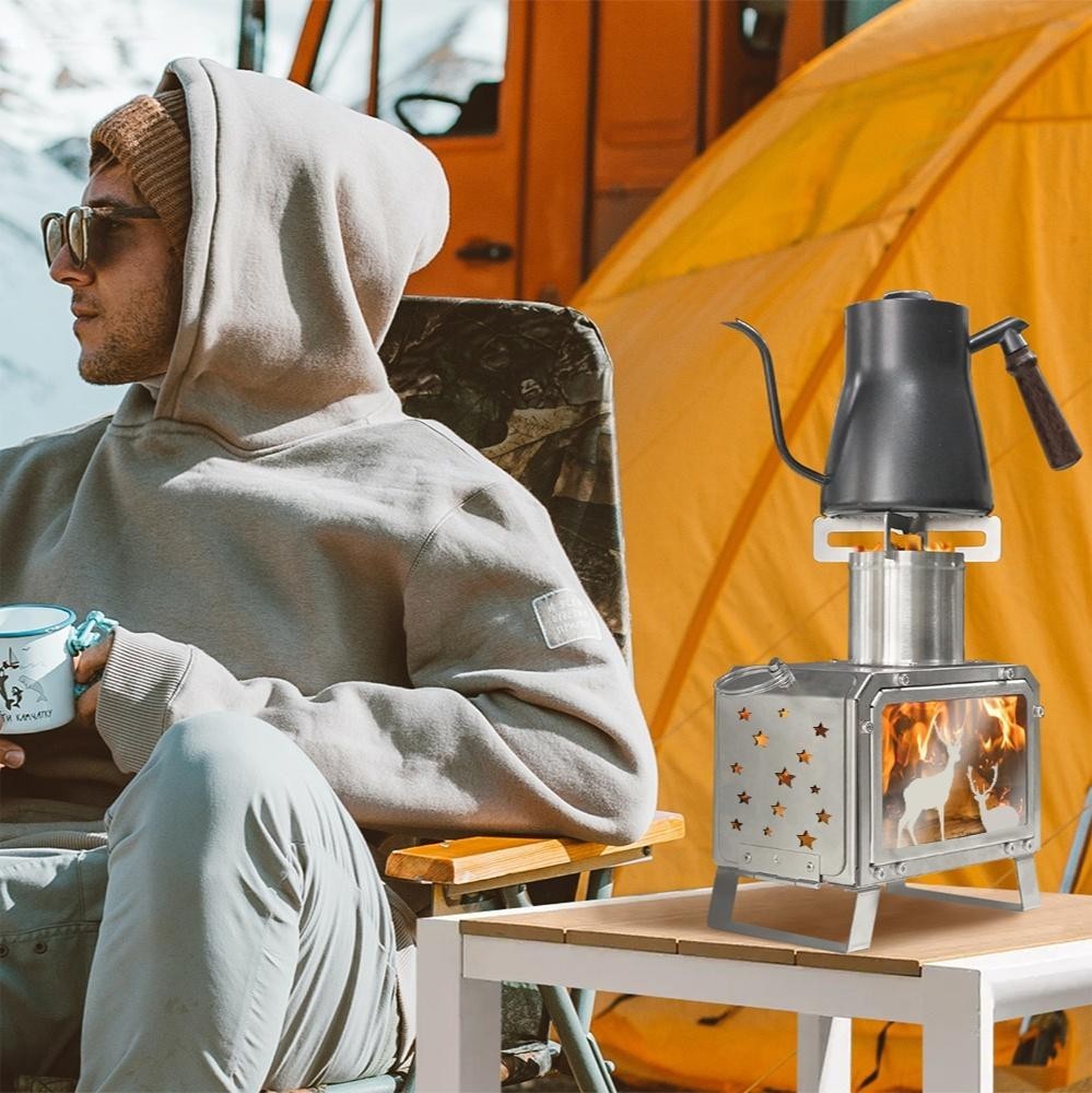 Portable Stainless Steel Camping Stove for Backpacking,Hiking,BBQ,Picnic Cooking