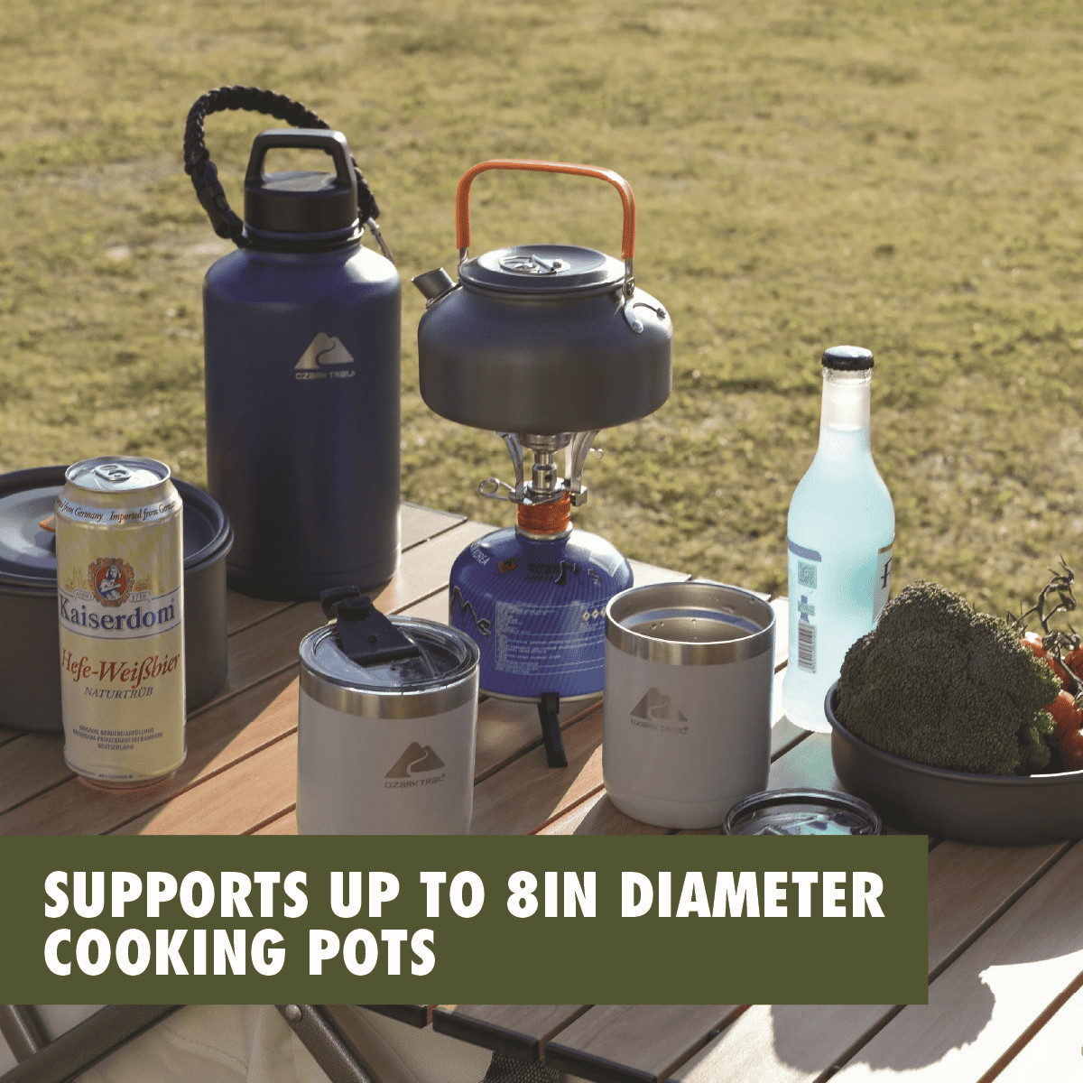 Ozark Trail 4 Piece Portable Camping Stove Adapter and Stand Set, Propane