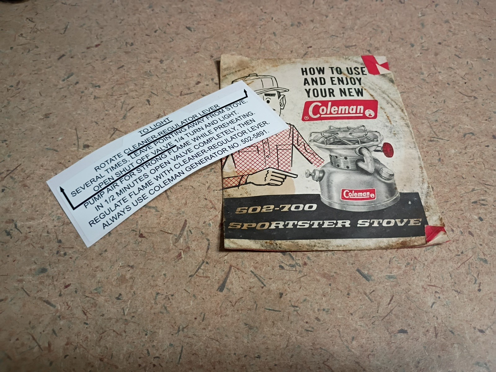 UNTESTED Sportster Camp stove MODEL 502-700 Dated 11 1980 W/ Literature Sticker