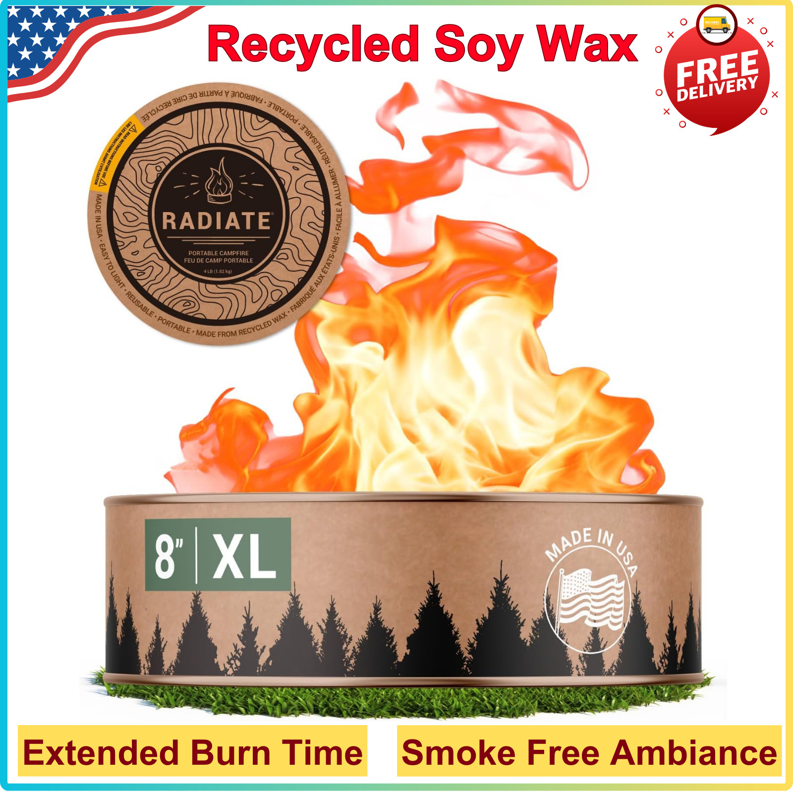 Radiate XL 8″ Portable Campfire As Seen On Shark Tank Up to 2 Hours of Burn Time
