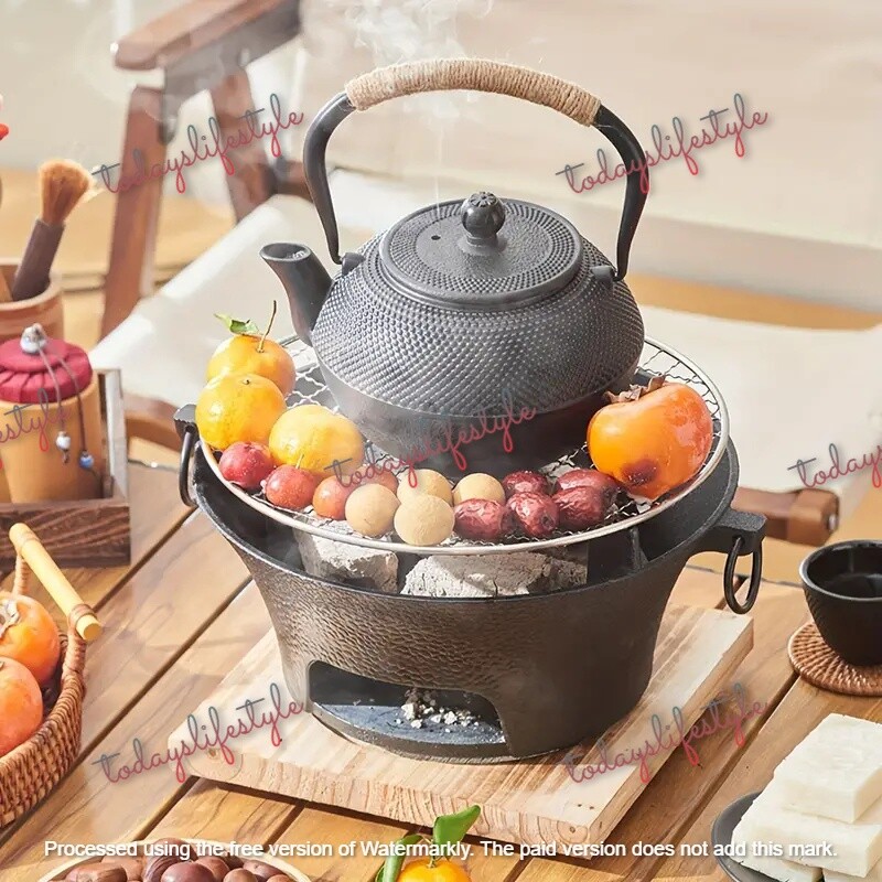 1 Set x Cast Iron Outdoor Barbecue Charcoal Stove, Top Diameter 23cm or 28cm