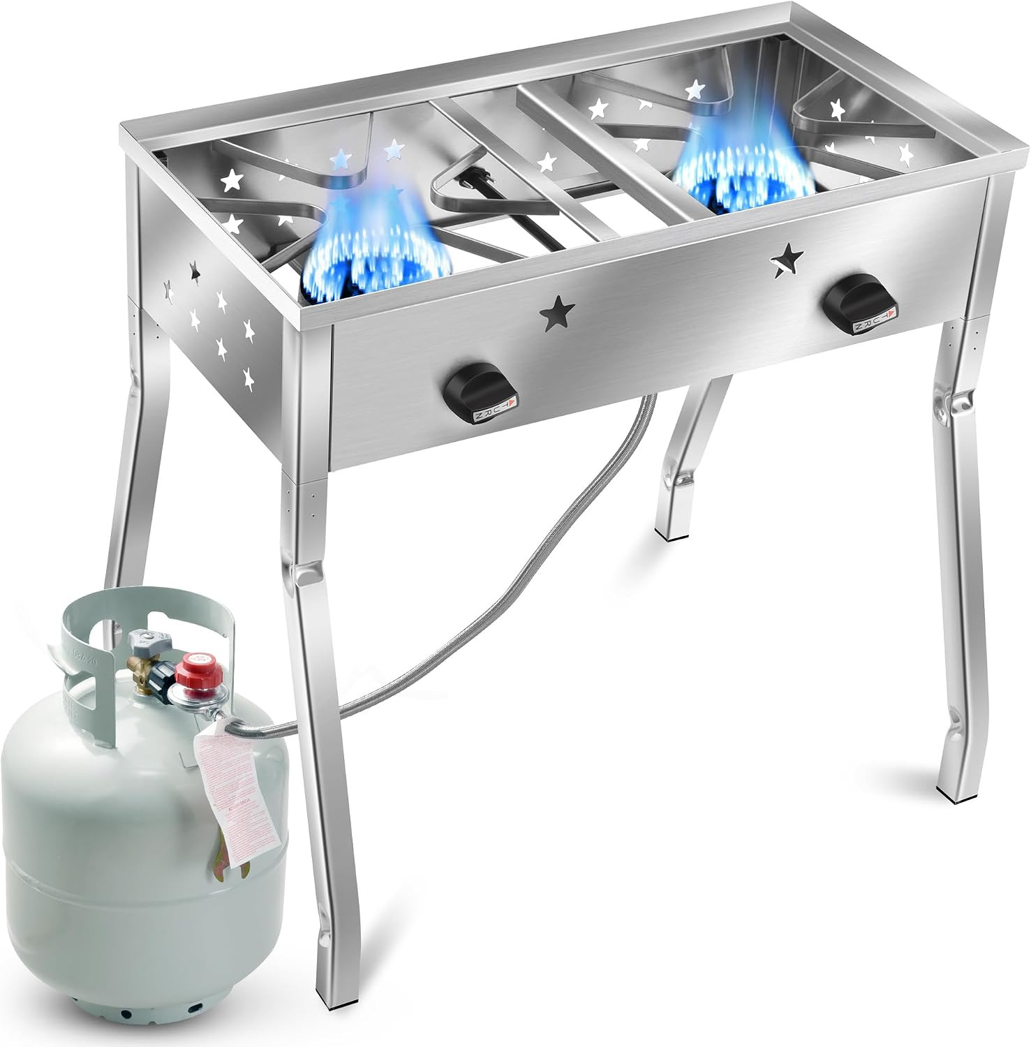 ARC Double Burner Propane Stove, Stainless Steel Camping Stove with 150,000 BTU/