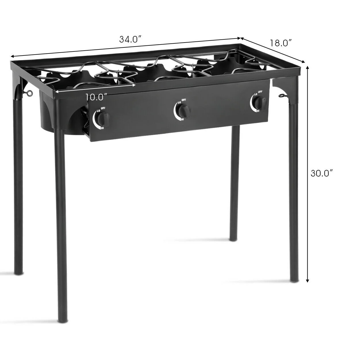 Portable Propane 225,000-BTU 3 Burner Propane Gas Cooker Outdoor Camp Stove BBQ