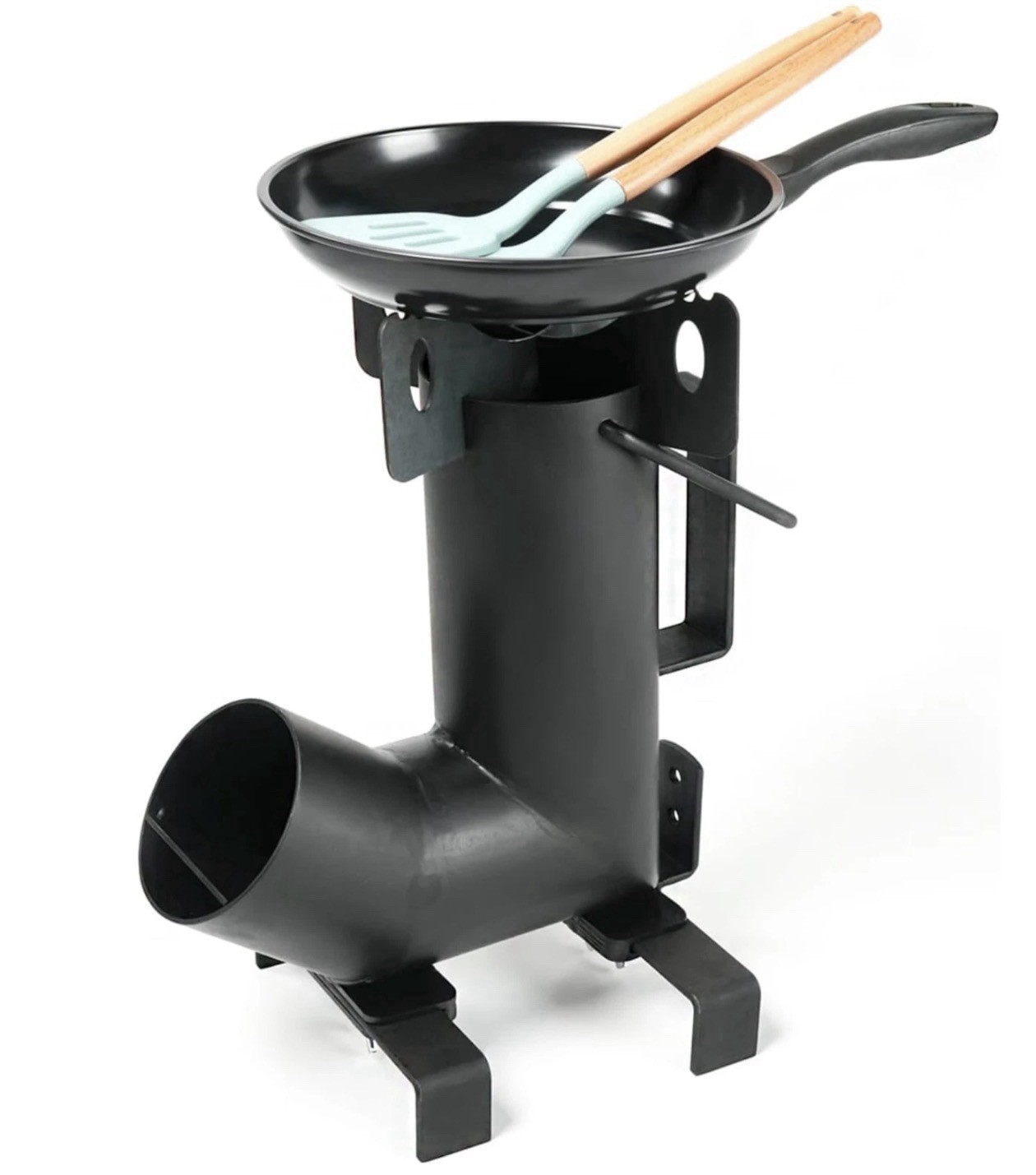Wood Burning Rocket Stove, Camping Rocket Stove for Outdoor Cooking with Skillet