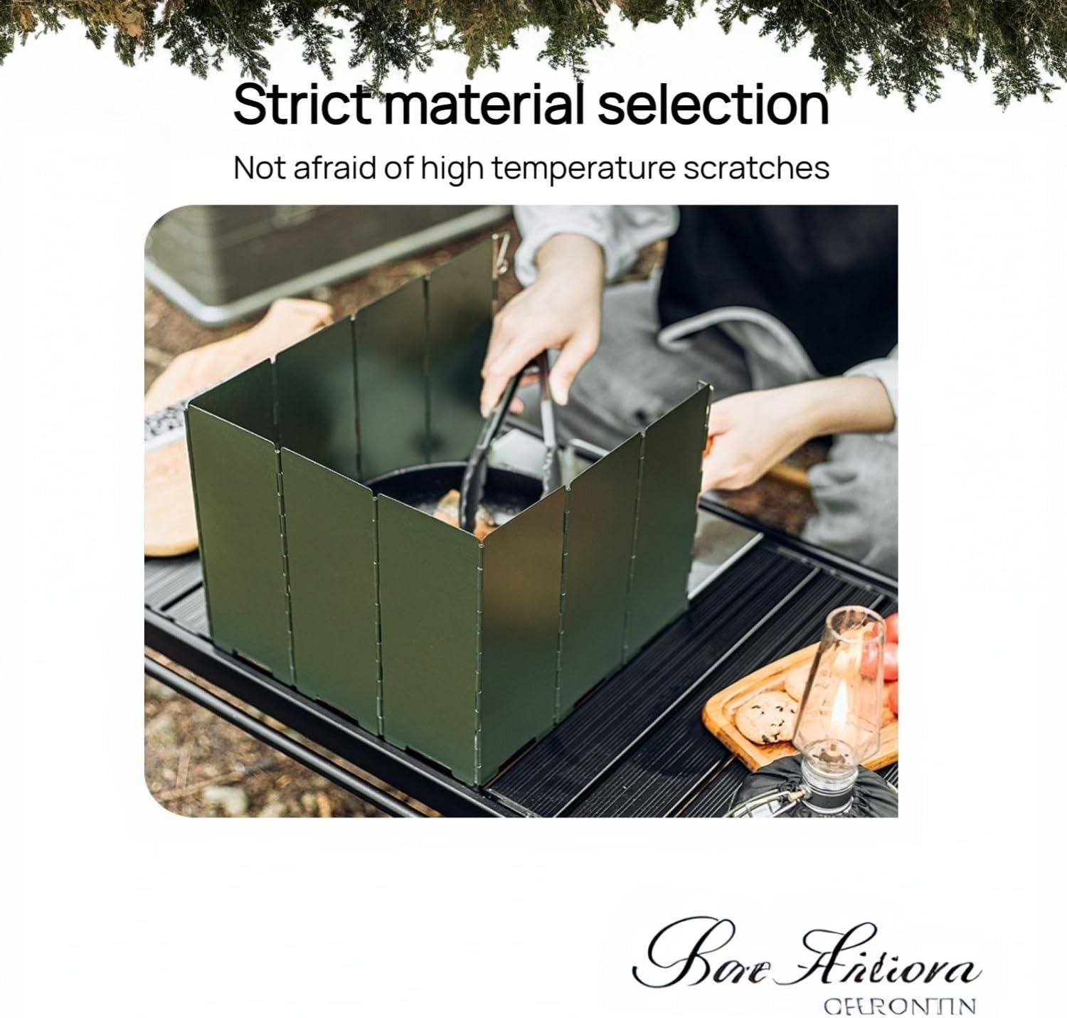 Foldable Camping Stove Windscreen, Green Aluminum Outdoor Windshield Gas Stove L