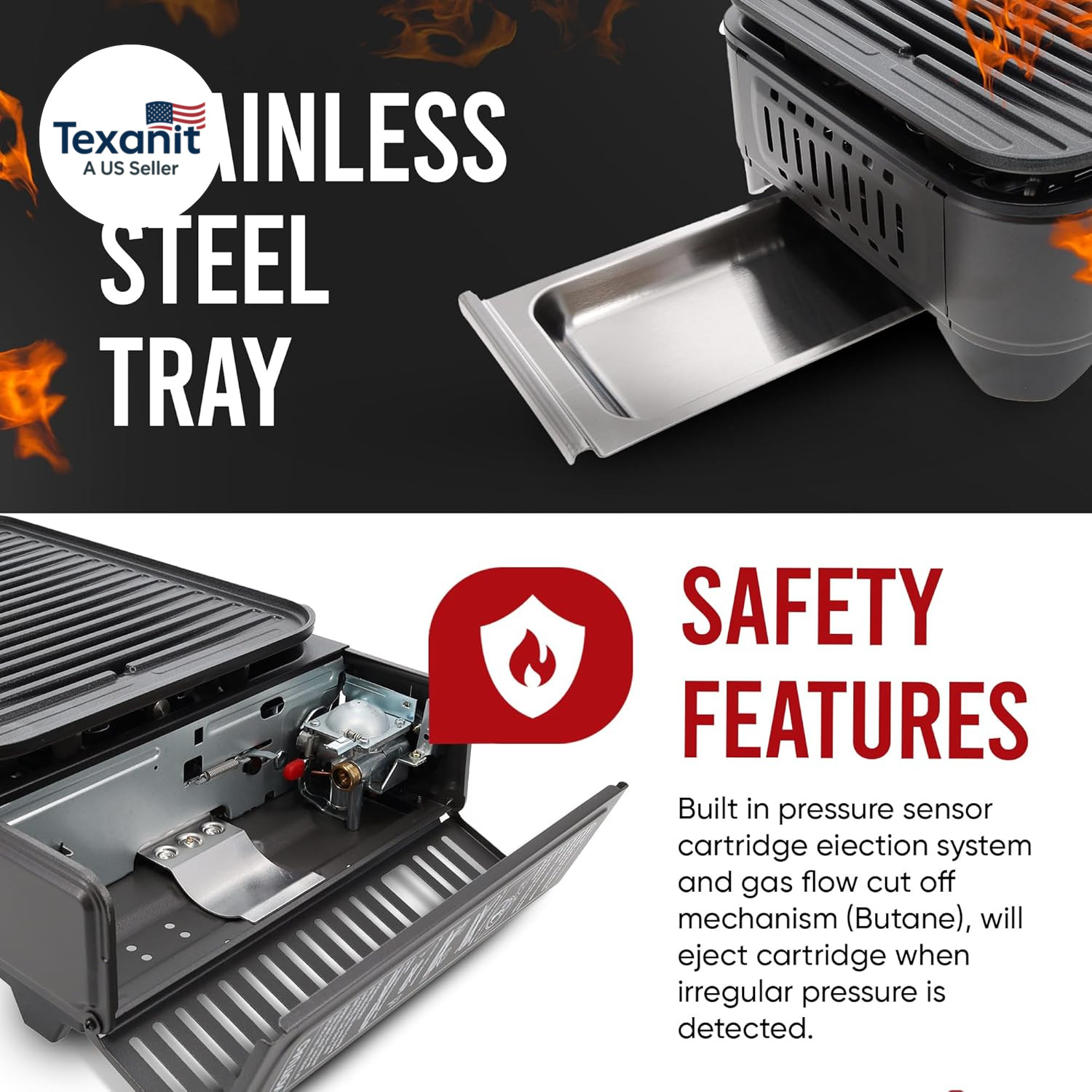 Propane or Butane Grill Stove GS-2400P Dual Fuel Portable Camping Grill Gas Stov