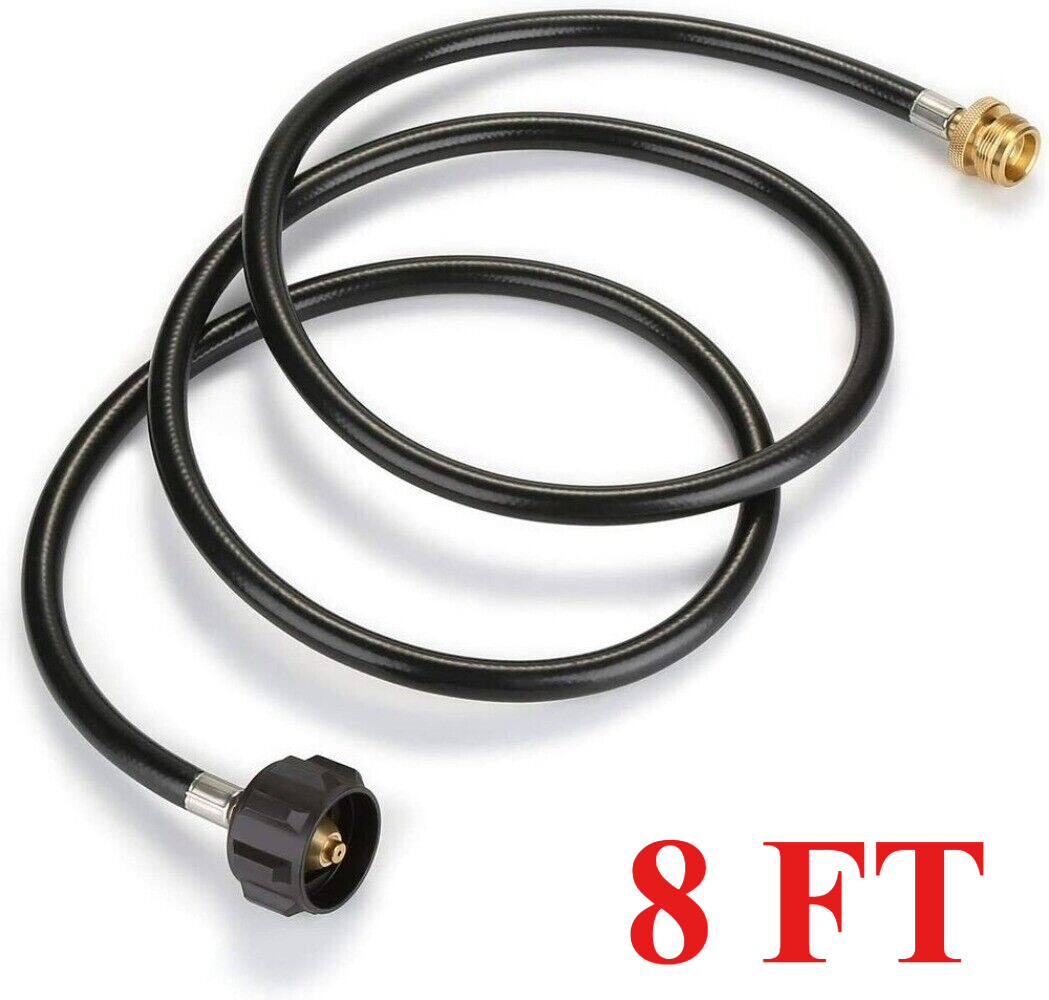 New 8FT Propane Hose w/QCC1 / Type1 Tank Connects 1lb Appliance to 1-20lb Tank
