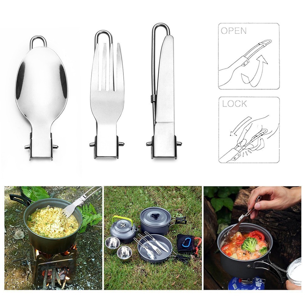 Utensil Set Cutlery Set Outdoor Use WIth Bag 16.8cm 16.9cm 16cm Camping