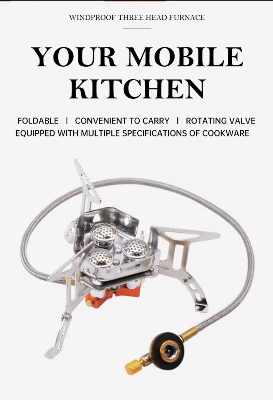 Windproof Three Head Furnace 3-Burner Gas Canister Stove .