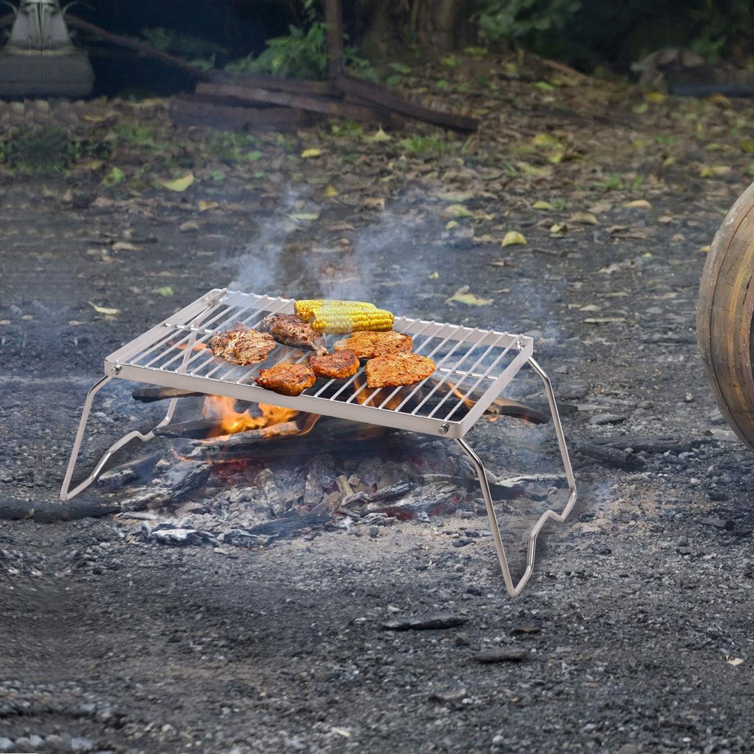 Large Campfire Grill 304 Stainless Steel Grate Folding Heavy Duty Carrying Bag