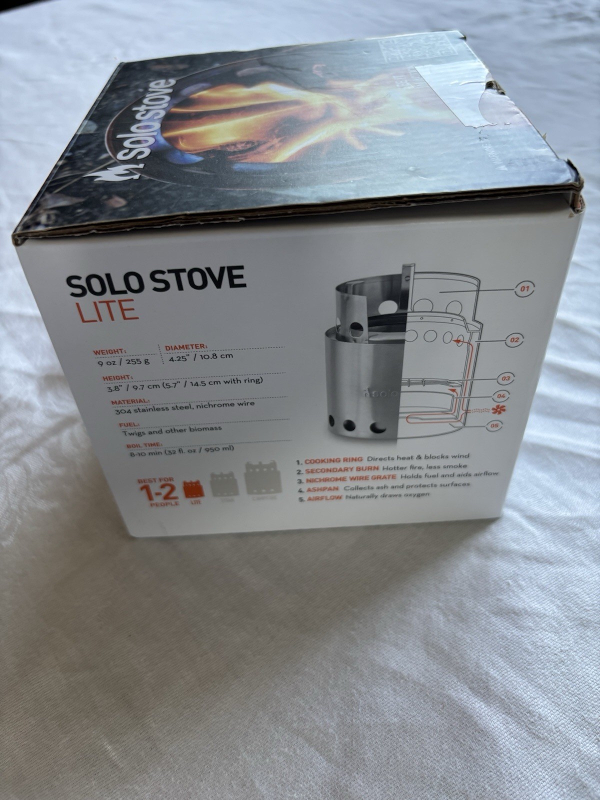 NEW Solo Stove Lite Portable Camp Stove 304 Stainless Steel Low Smoke Open Box