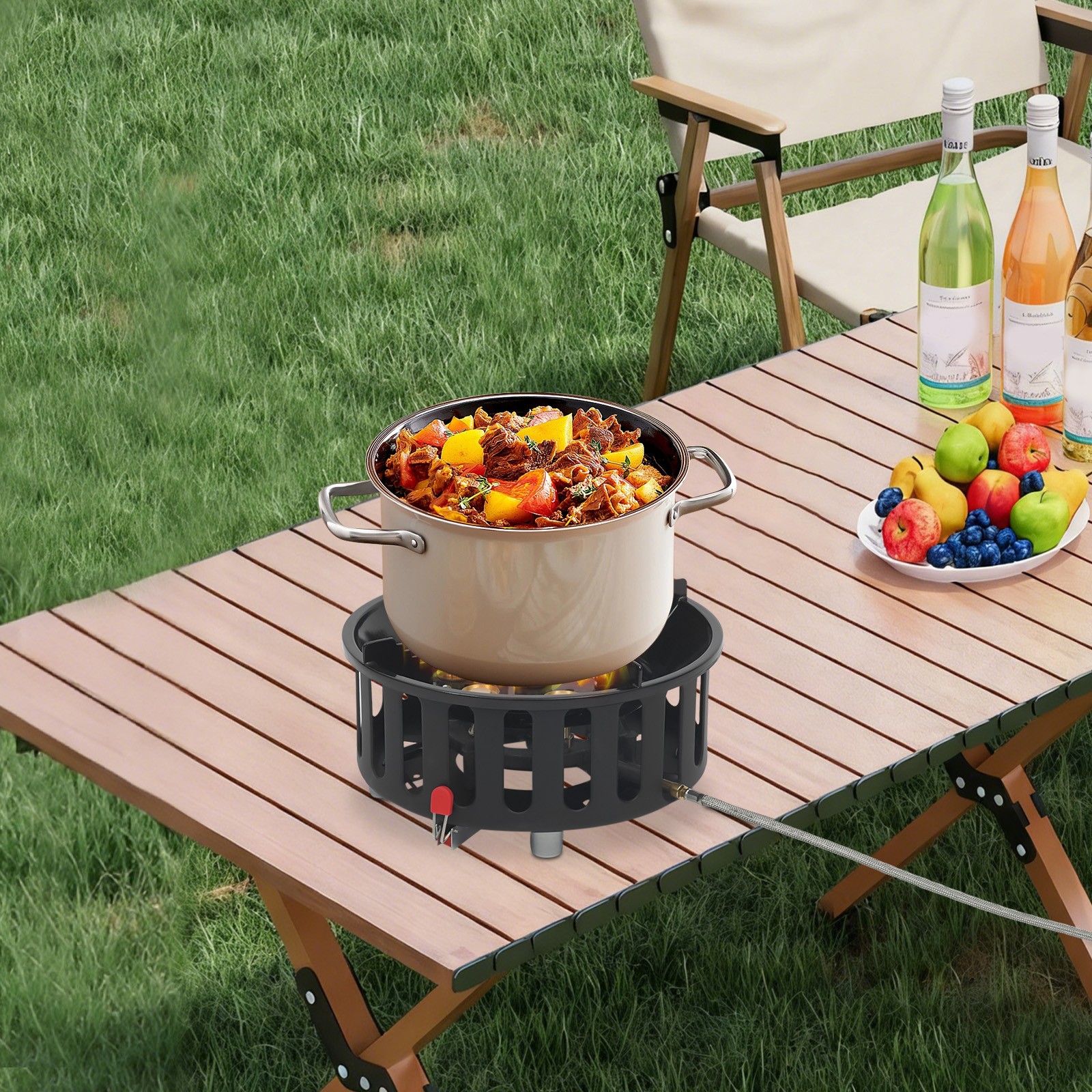 72000 BTU Camping Stove Portable Outdoor Burner With 2 Adapters & Storage Bag