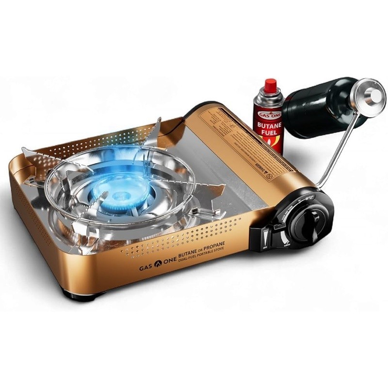 Portable Dual Fuel Camping Stove Butane Propane High Heat Output Auto Ignition