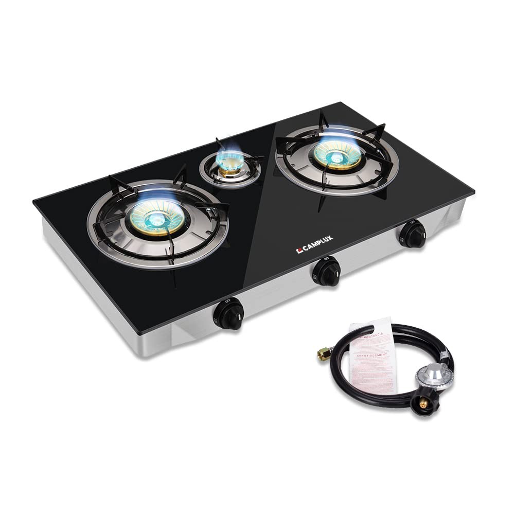 Camplux 3 Burners Propane Stove Moveable RV Kitchen Gas Stovetop Outdoor Cooker