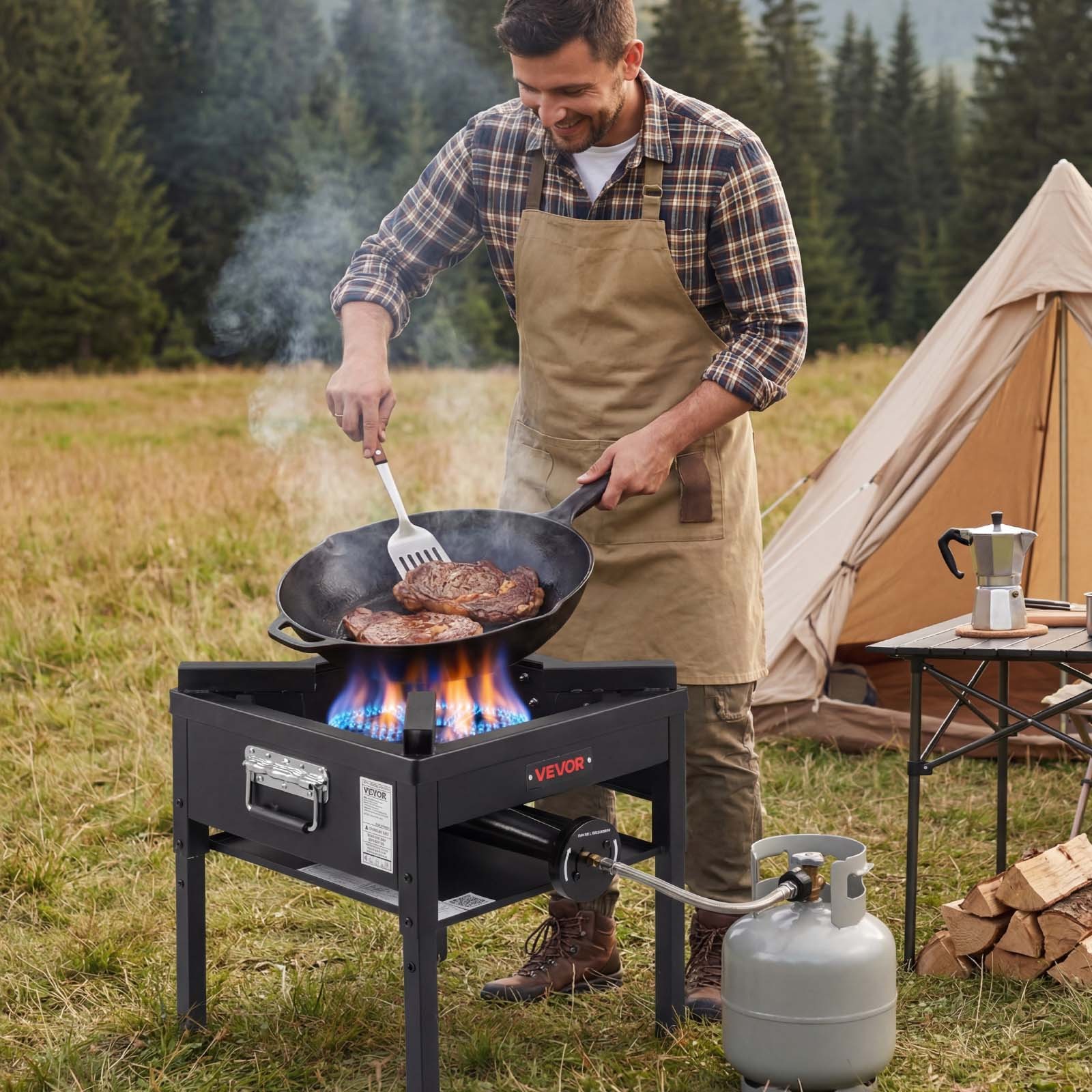 VEVOR Single Burner Propane Gas Stove 200000 BTU Outdoor Camping Cooker for BBQ