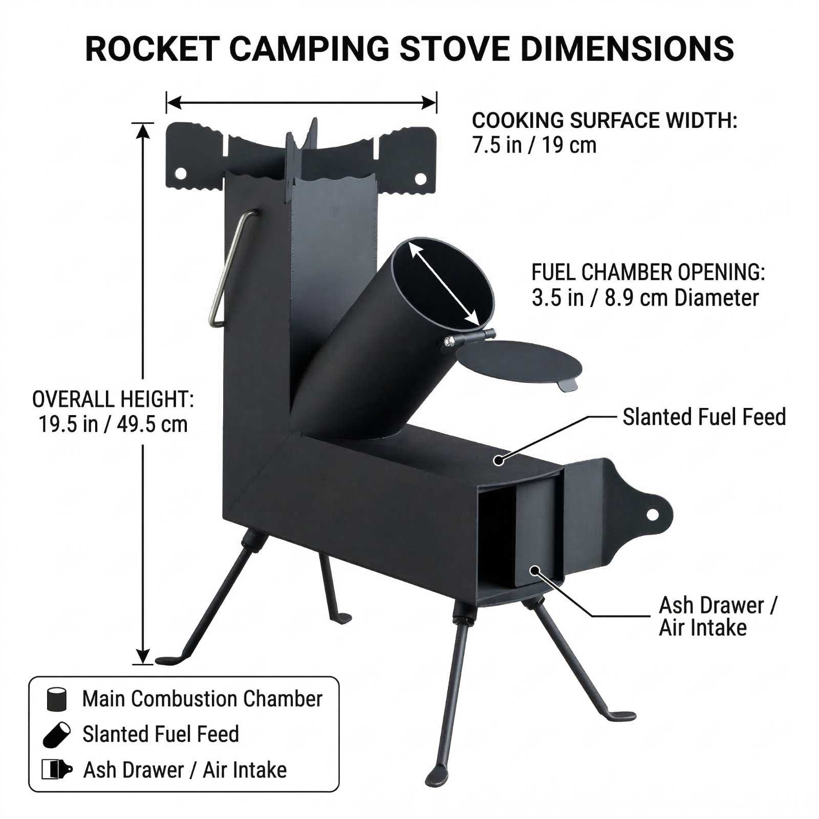 Portable Rocket Stove Wood Burning Camping Tent Heater Survival Cooking Stove