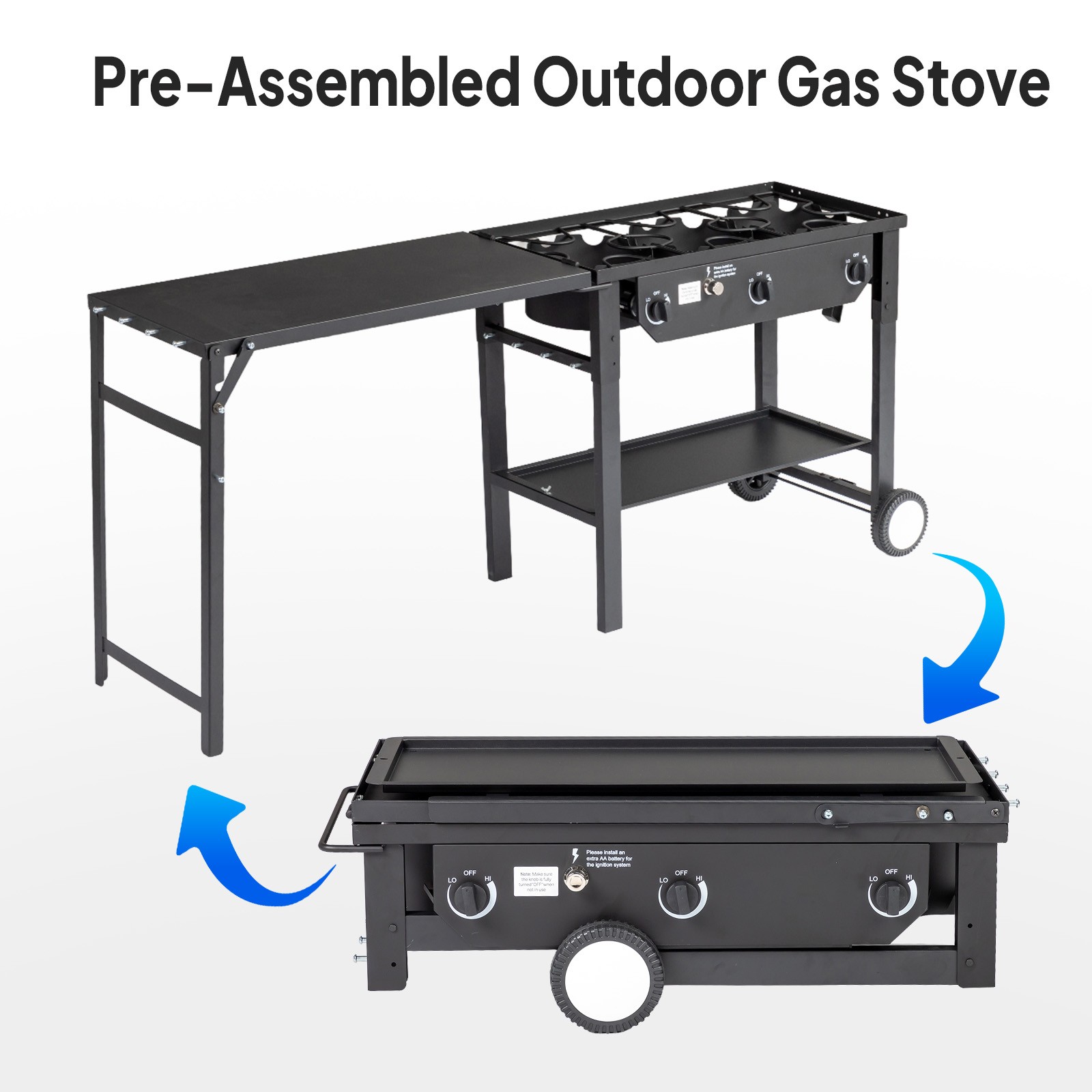 Portable Propane Stove, 2-3Burner for Outdoor Camping Cooker Stove BBQ Grill