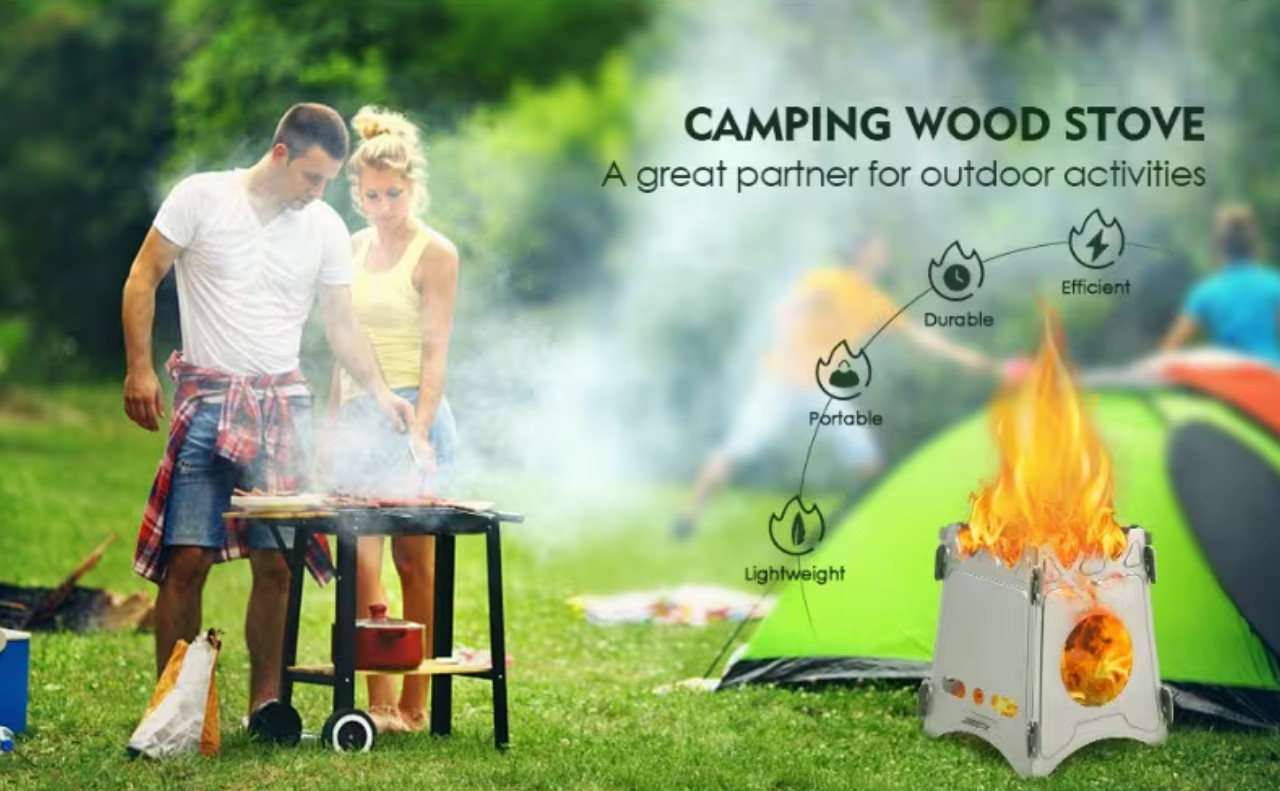 Classic Flat Packing Stainless Steel Wood Stove. Only 8 ounces.
