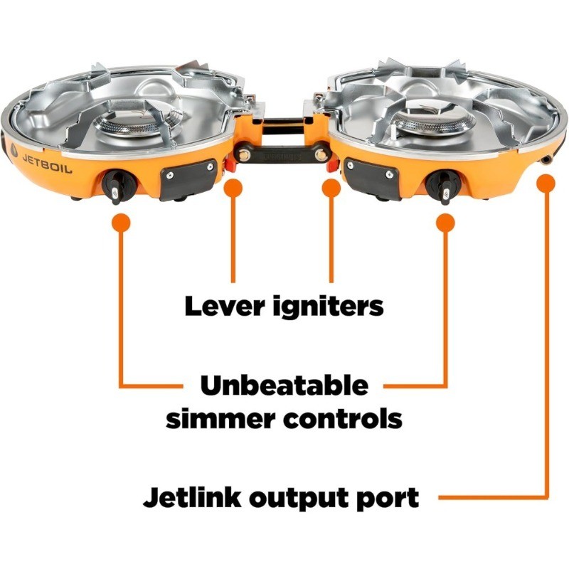 Jetboil Genesis Basecamp Backpacking and Camping Stove Cooking System, Orange