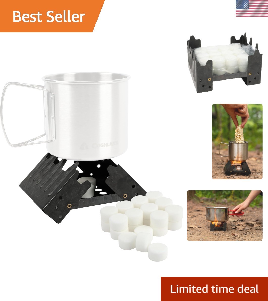 Durable Carbon Steel Emergency Stove – 24 Fuel Tablets Included for Easy Cooking