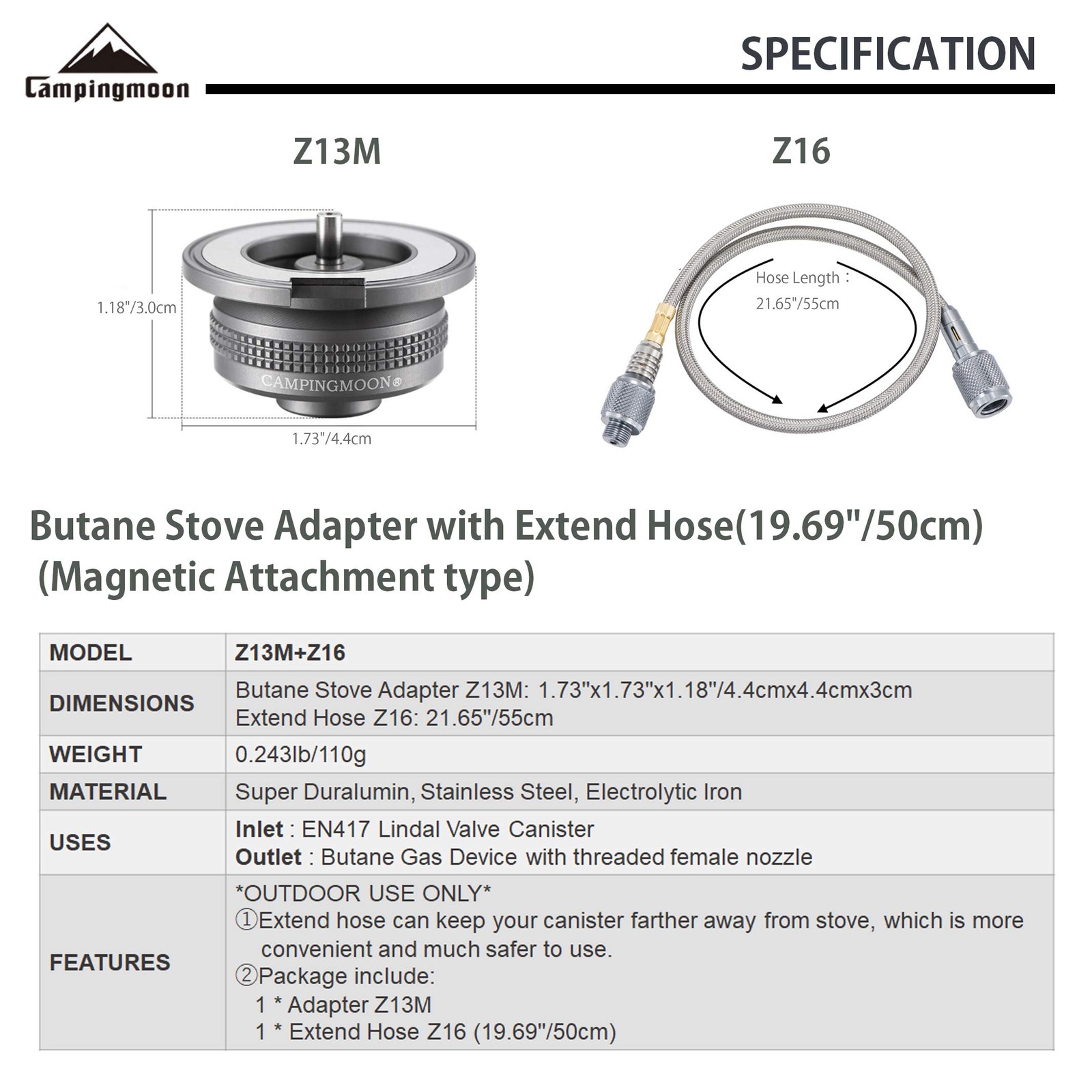 Camping Gas Stove Adapter EN417 Lindal Valve Canister To Butane Stove Z13M