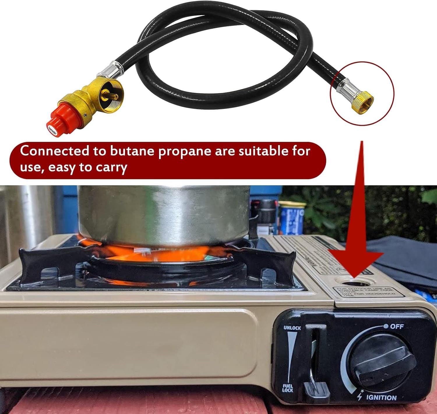 26.5-Inch Propane/Butane Gas Stove Regulator & Hose Kit for Camping