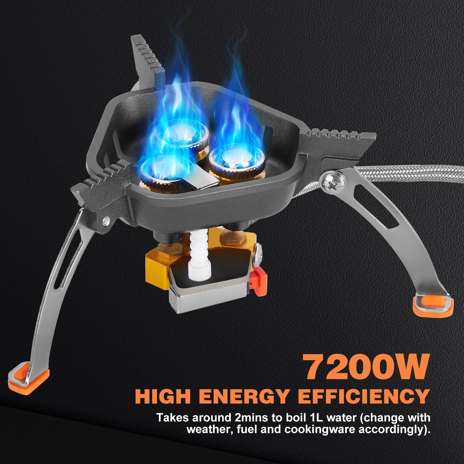 7200W Windproof Camping Stove with Adaptesr Bags for Outdoor