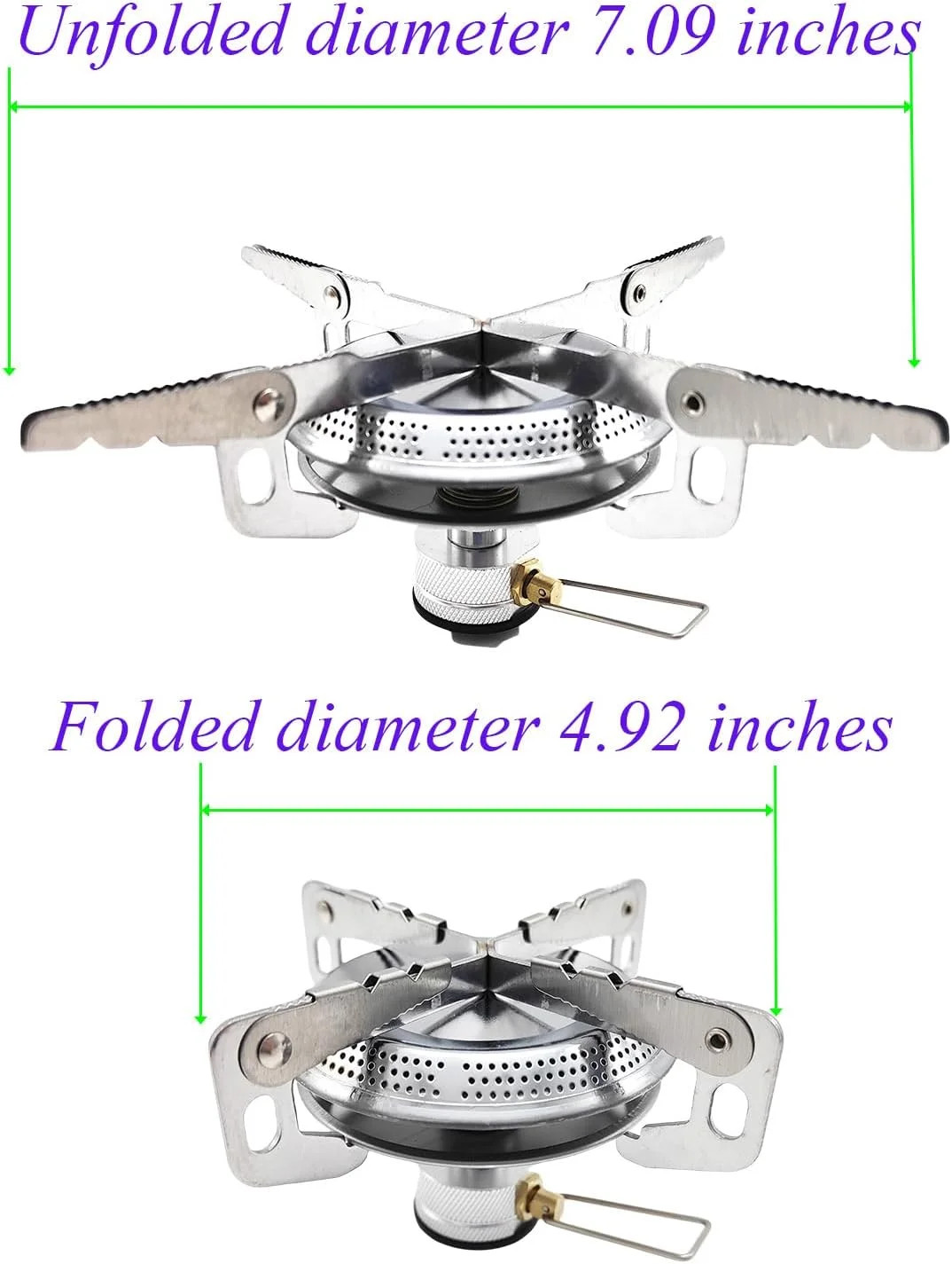 Portable Camping Stove, Burner, with Butane Gas Adapter, For Camping, Backpackin