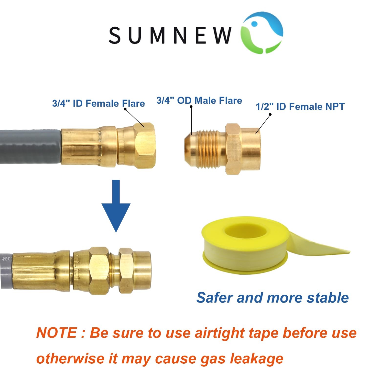 12 Feet 1/2 Inch ID Natural Gas Hose with Quick Disconnect for 12FT, Gray