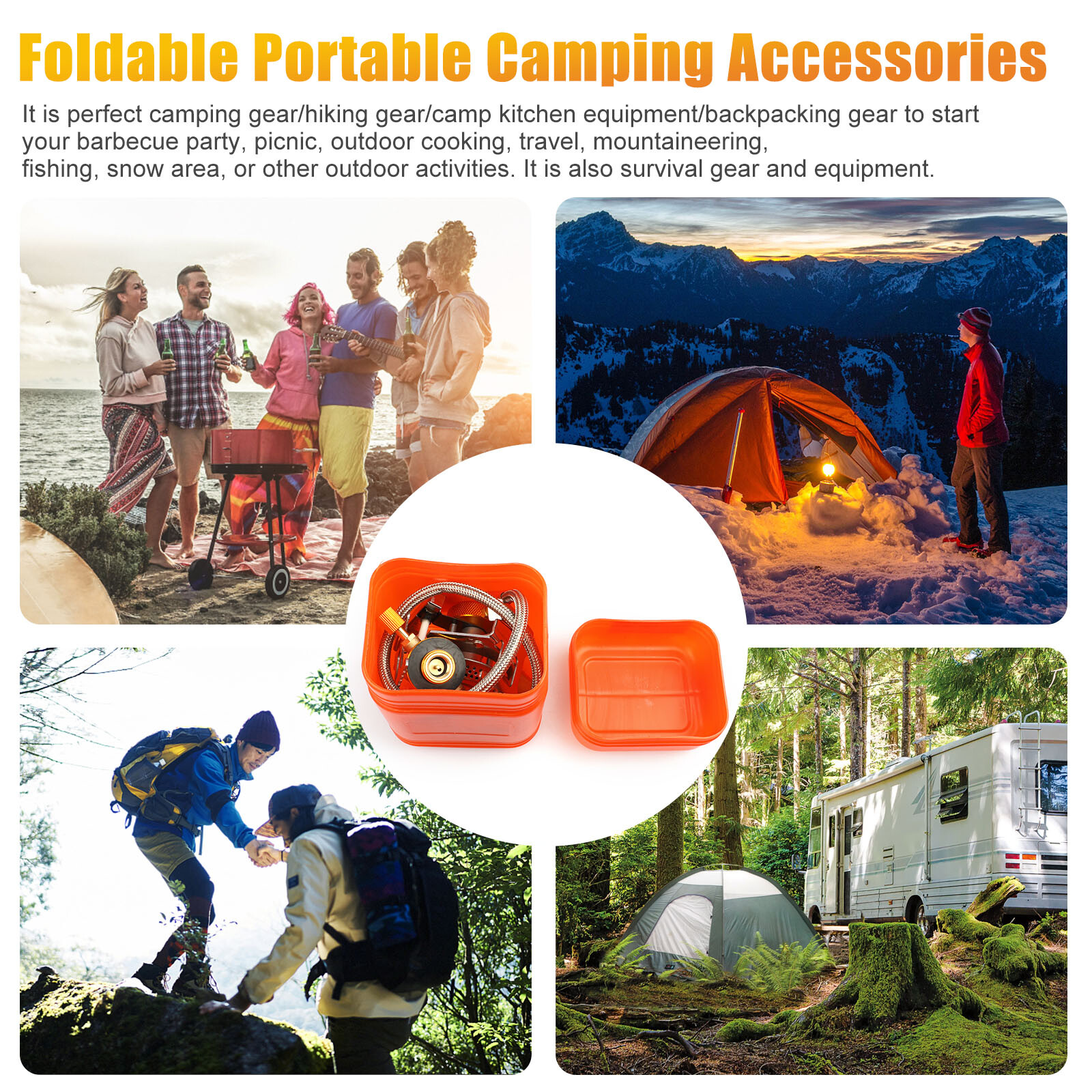 3700W Portable Backpacking Camping Gas Stove with Piezo Ignition + Burner + Case