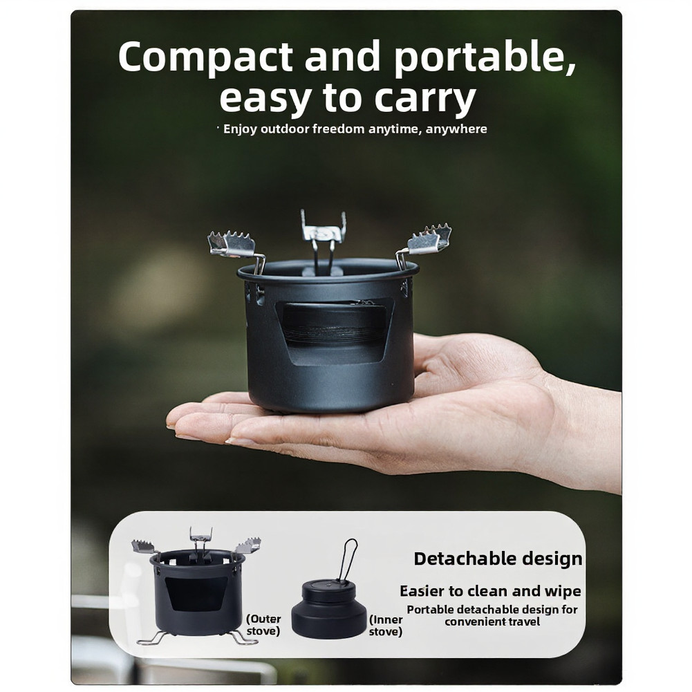 Compact Foldable For Mini Stove 5.12×5.12×3.74in for Backpacking Camping