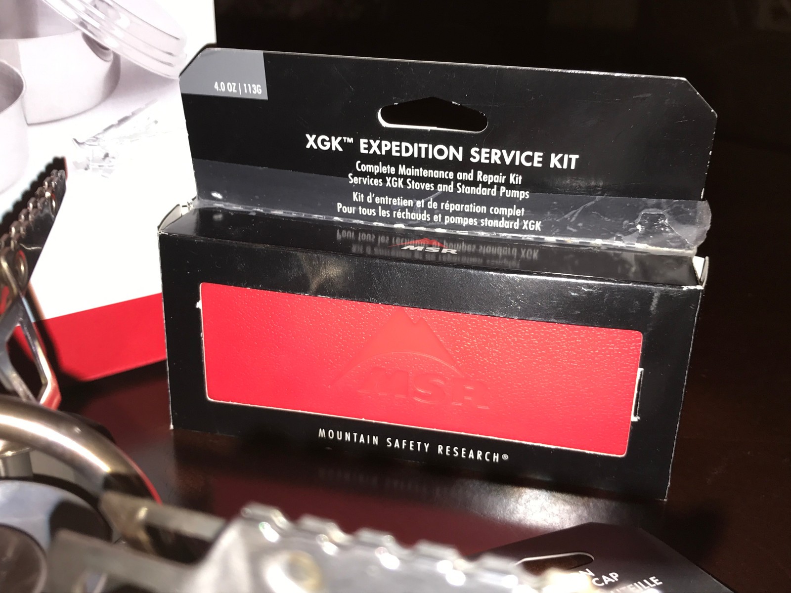 Preowned MSR XGK EX Stove w/ NEW 30 oz Fuel Bottle, MSR Alpine Pot Set, Etc.