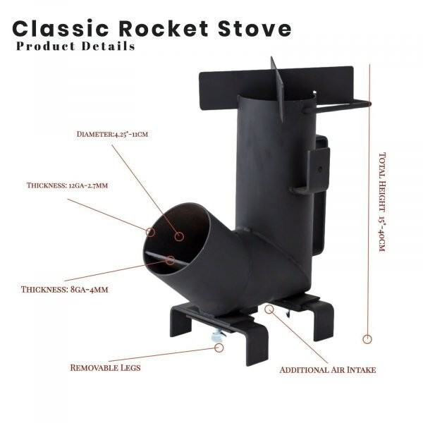 Rocket Stove Portable Heavy Duty Compact Camping Survival Hunting