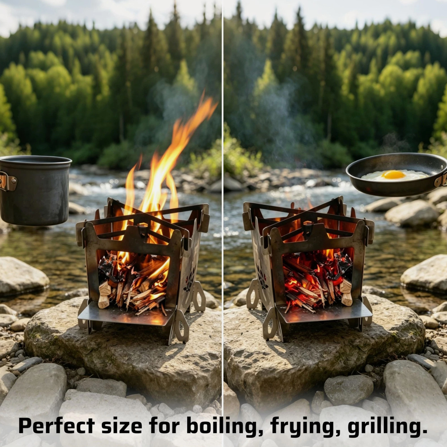 Stainless Steel Flat Packing Secondary Combustion Wood Stove. Only 1 lb 3 oz.
