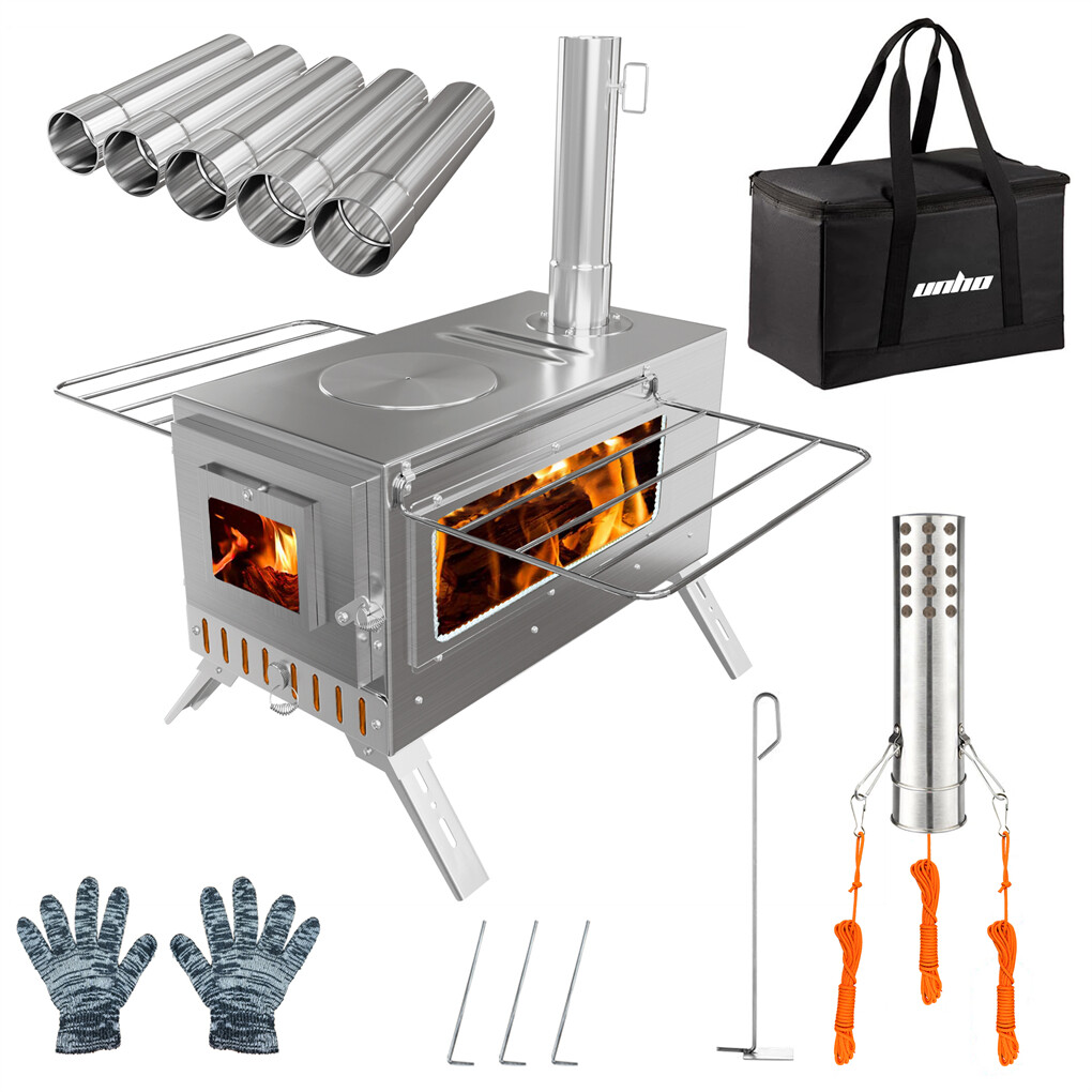 Stainless Steel Camp Tent Stove Log Wood Burning Stove for Outdoor Tent Shelters