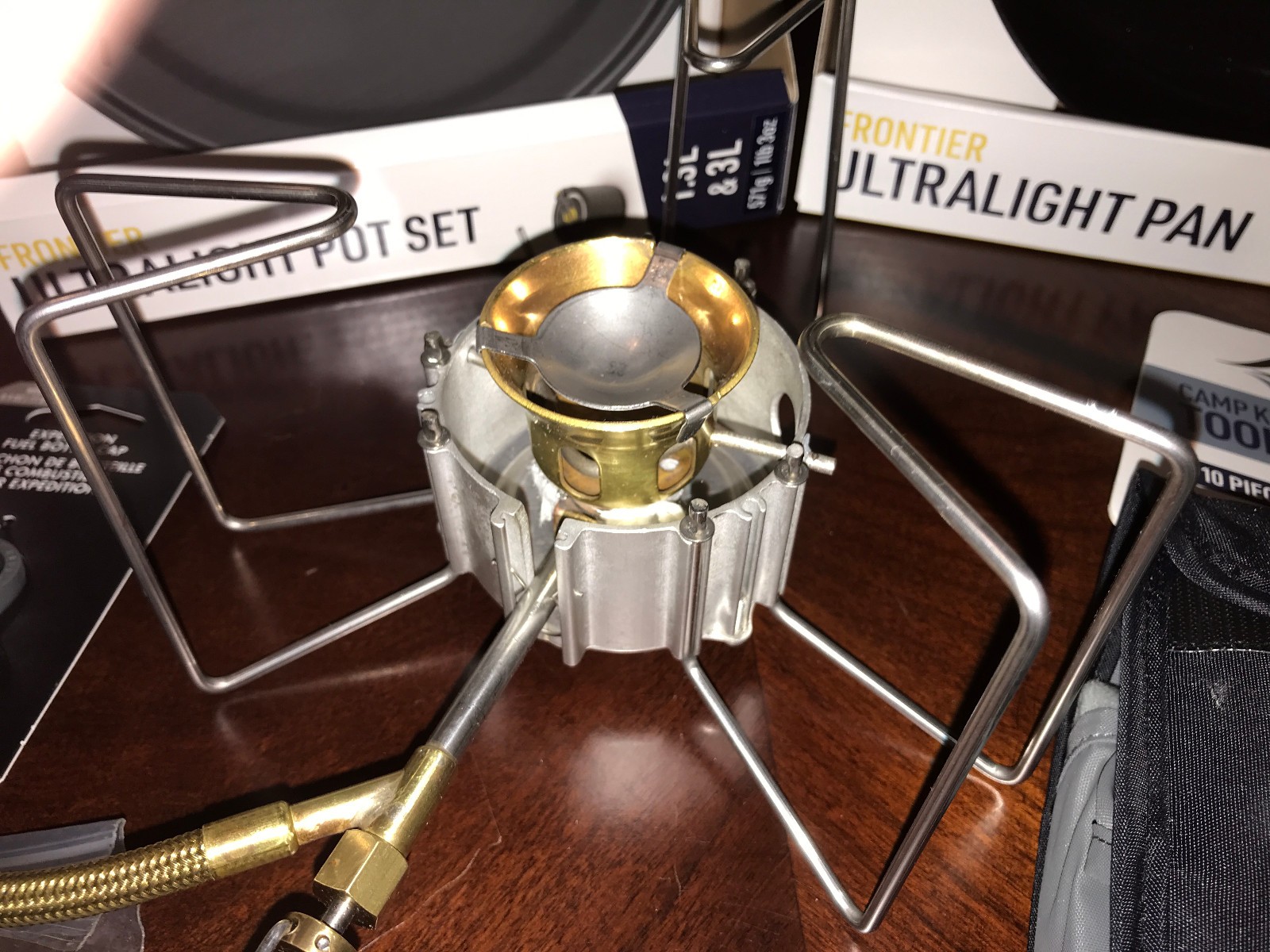 Preowned MSR Dragonfly Stove w/ NEW Fuel Bottle, Sea to Summit Pots, etc