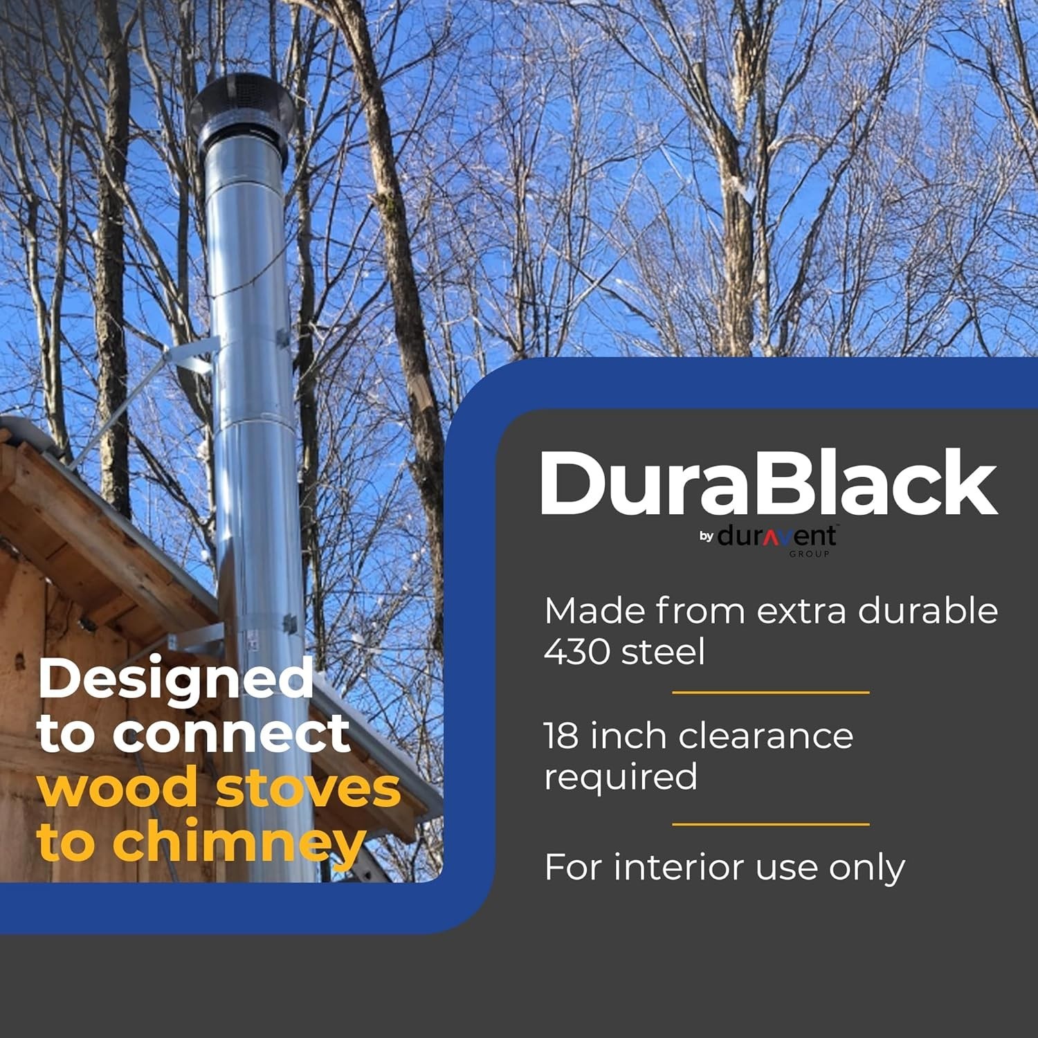 Efficient 48″ Chimney Stove Connector – Black Stainless Steel Pipe, Adjustable