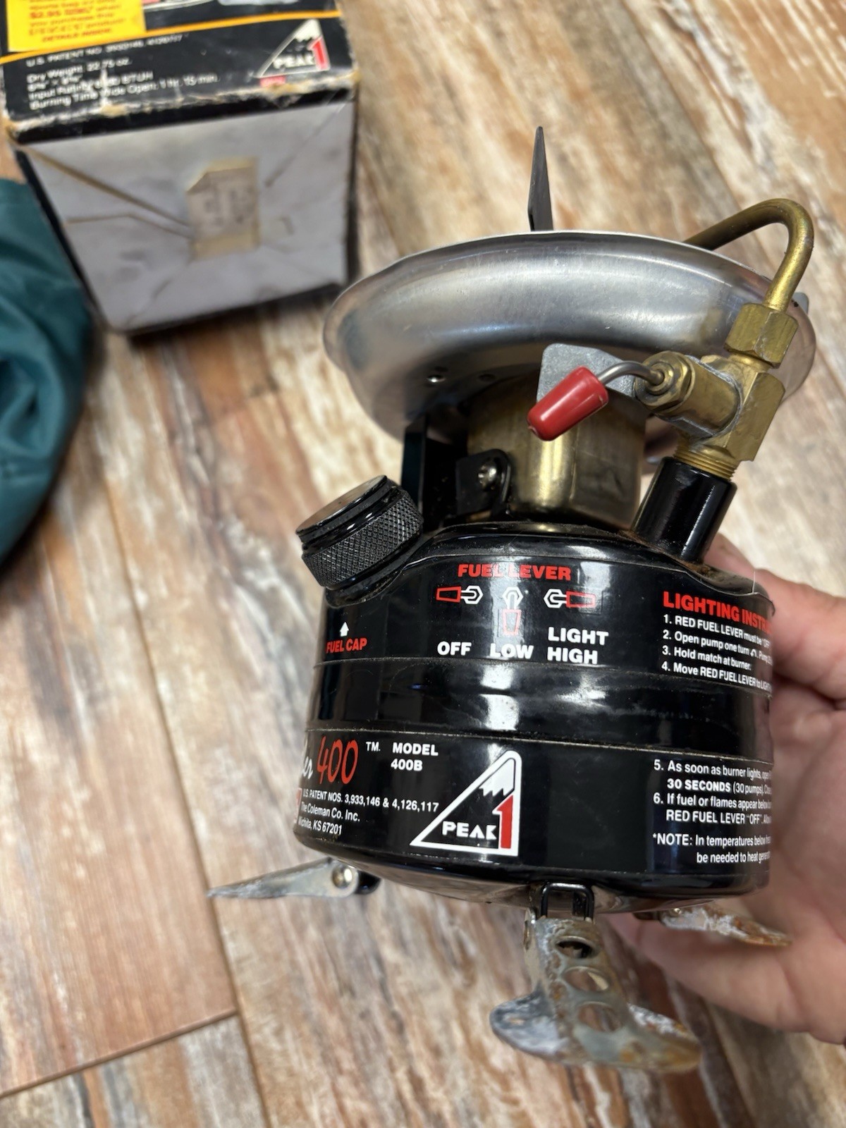 New Vintage 1990s Coleman Peak 1 Feather 400 Model Camp Stove w Case Backpacking