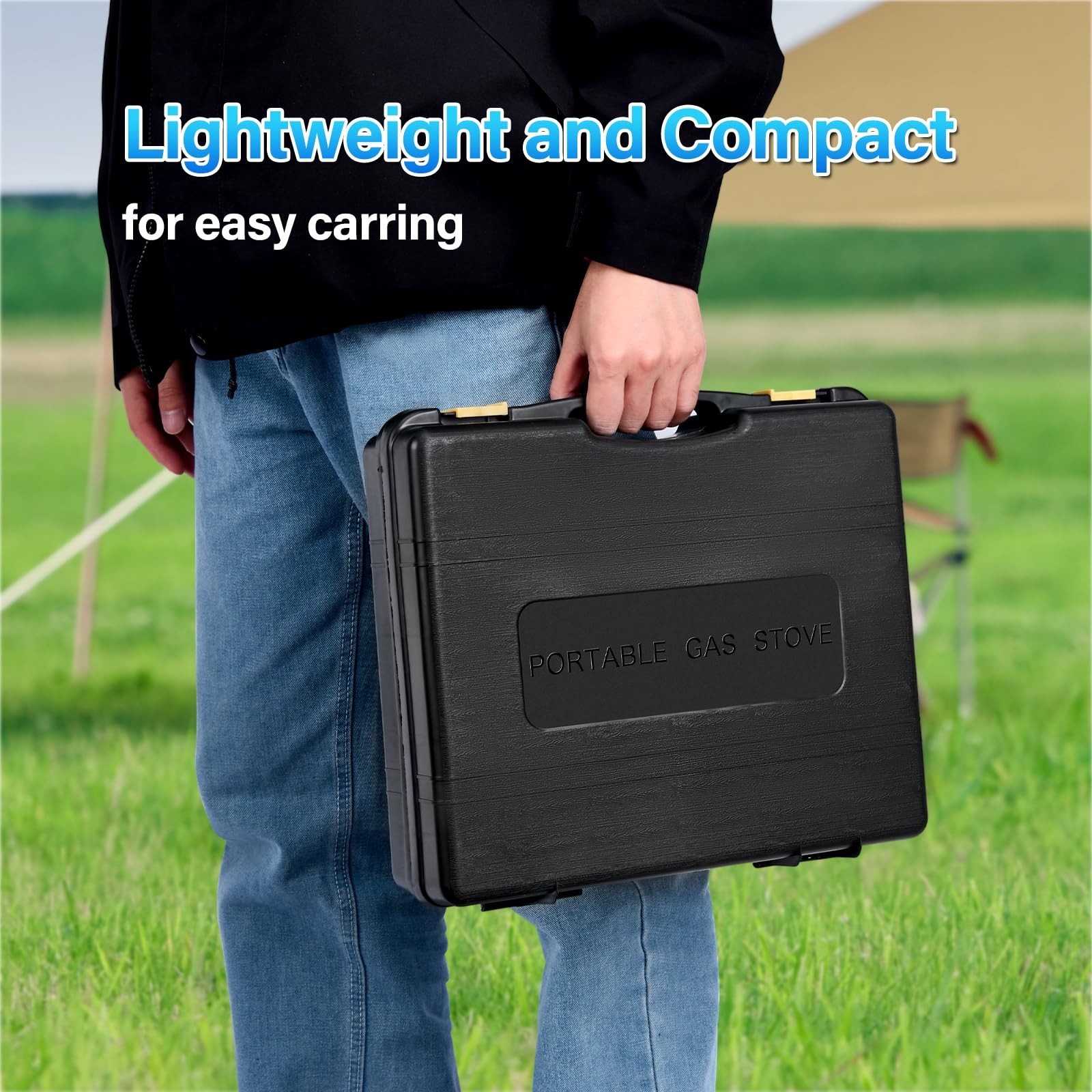 Three Fuel Portable Camping Stove with Windblocker with Carrying Case&Adapters
