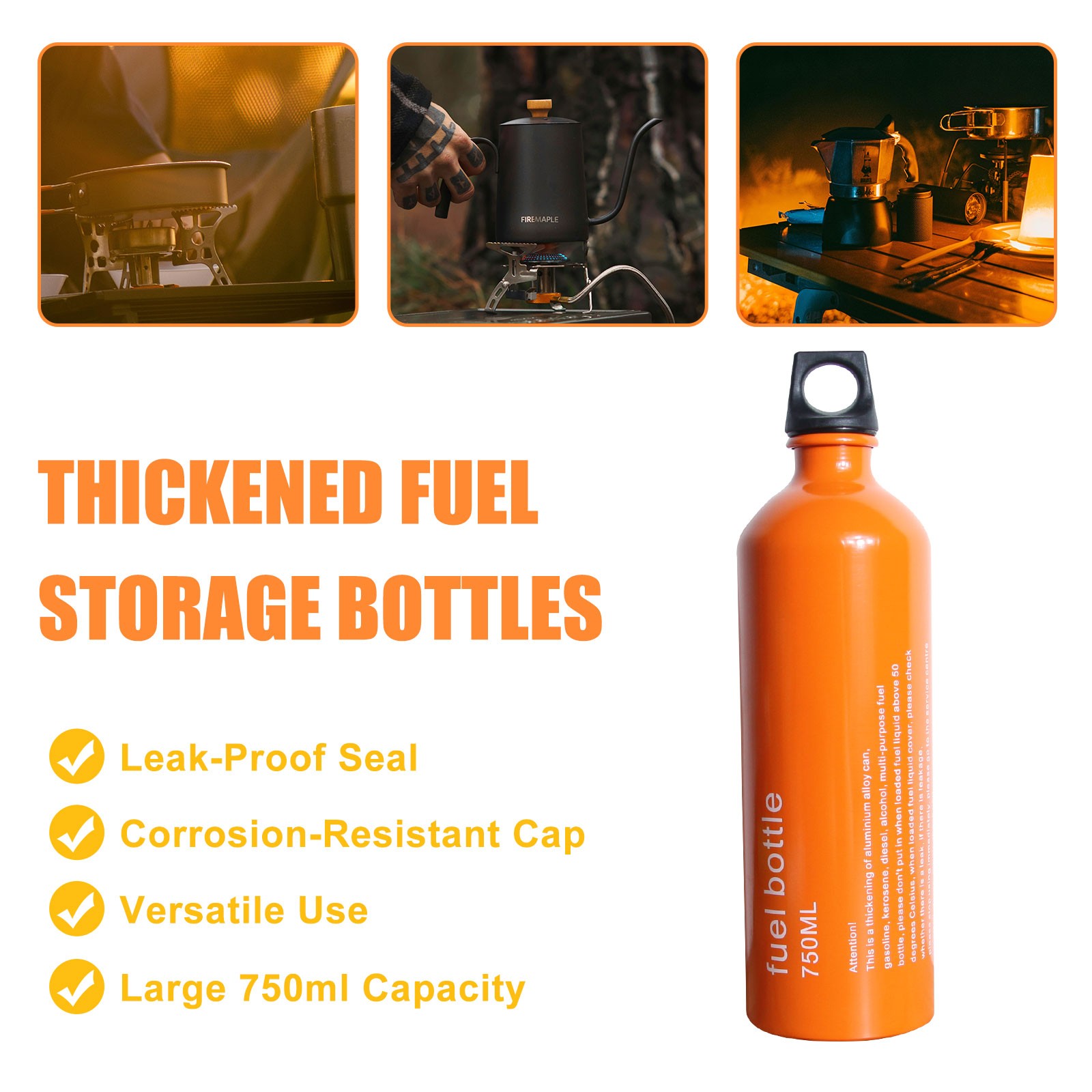 Outdoor Fuel Bottle Petrol Liquid Oil Bottle Kerosene Bottle 750ml Capacity