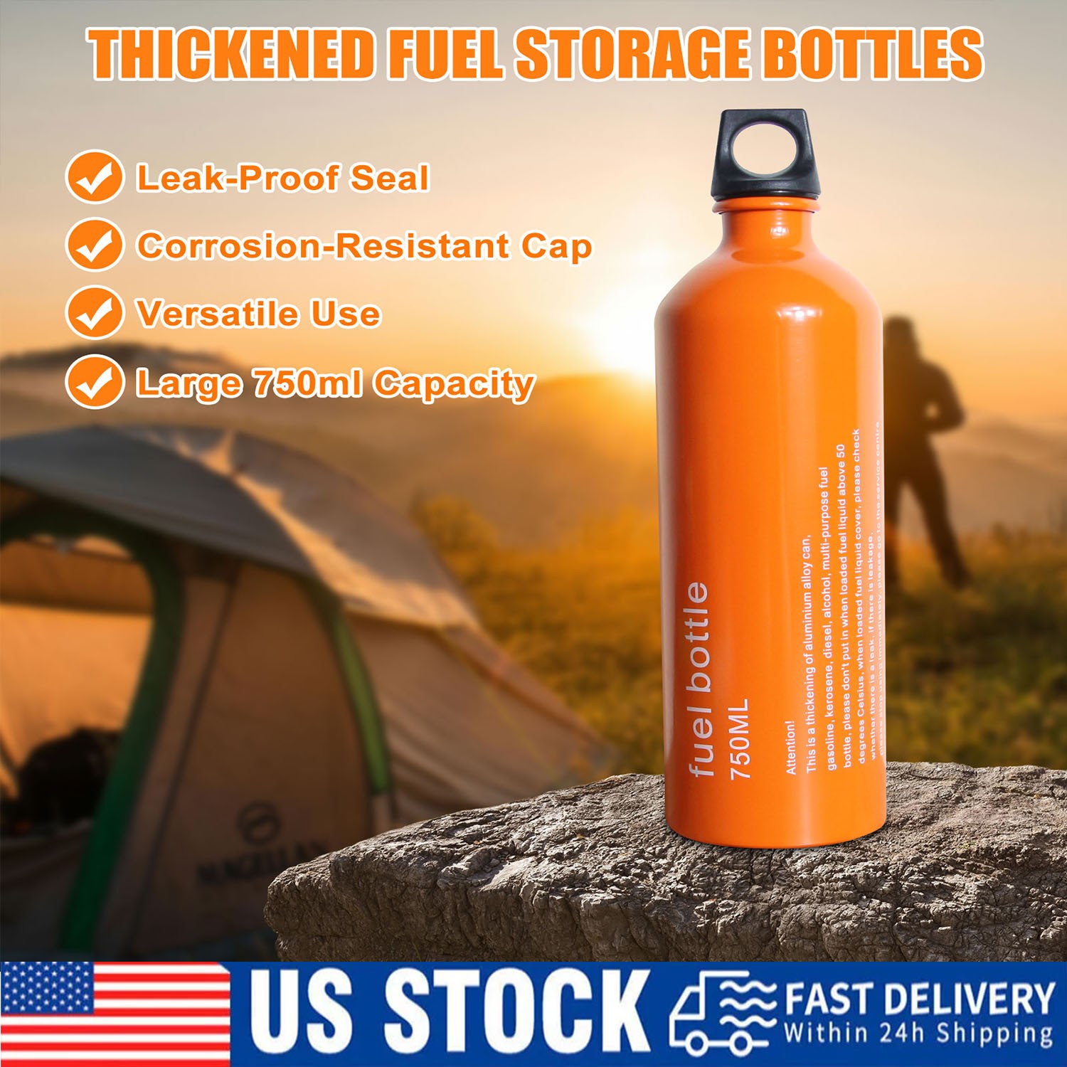 Portable Outdoor Fuel Tank Reserve Bottle Petrol Gasoline Oil Storage Can 750ml
