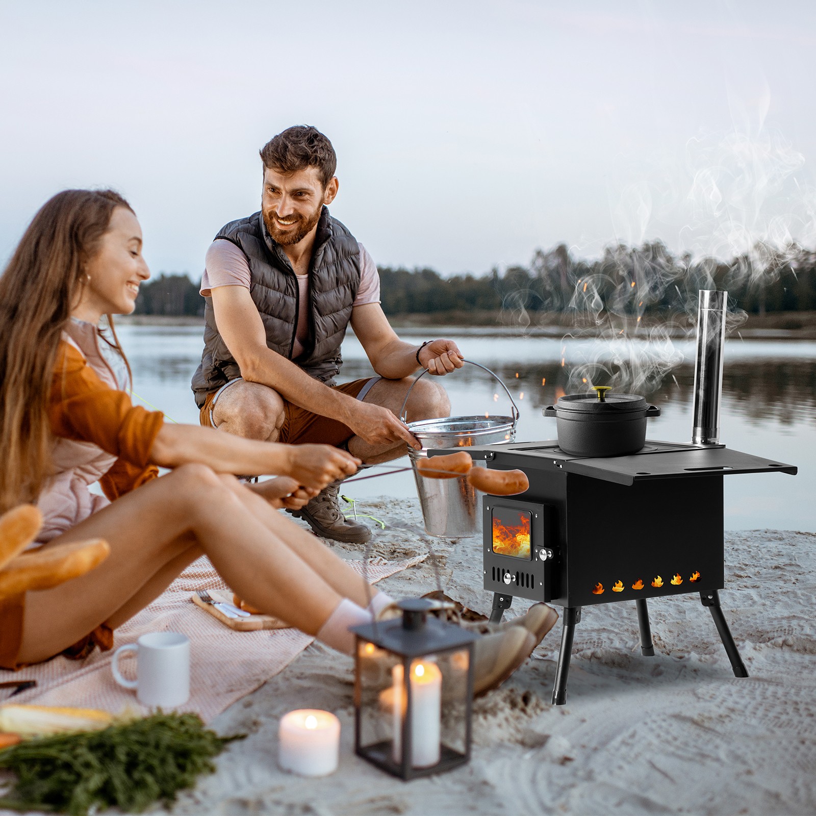 New Wood Burning Stove Tent Stove for Patio Heating Folding Portable Wood Stove