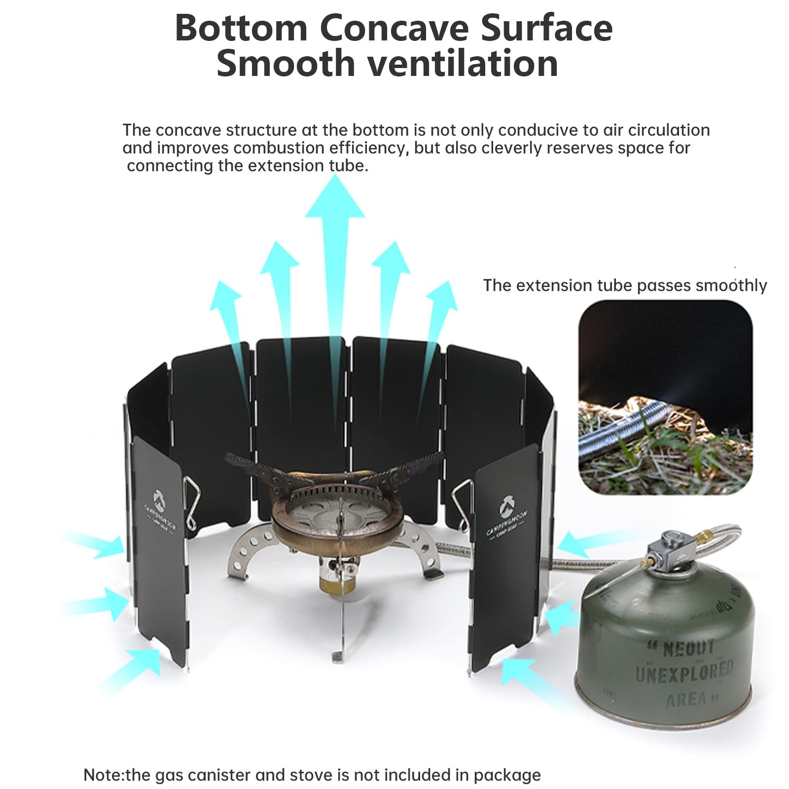 Campingmoon Camp Stove Windscreen,Foldable Aluminum Alloy 10 Plates Wind Shie…