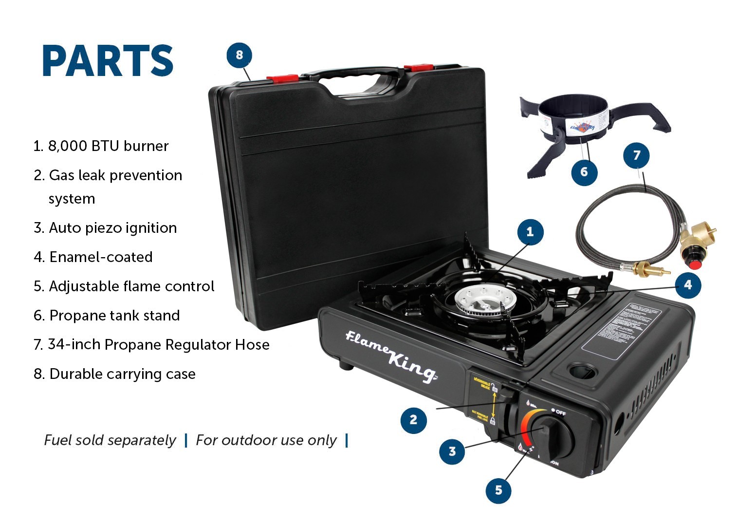 Portable Dual Fuel Butane/Propane Camping Stove Burner with Carry Case-Black
