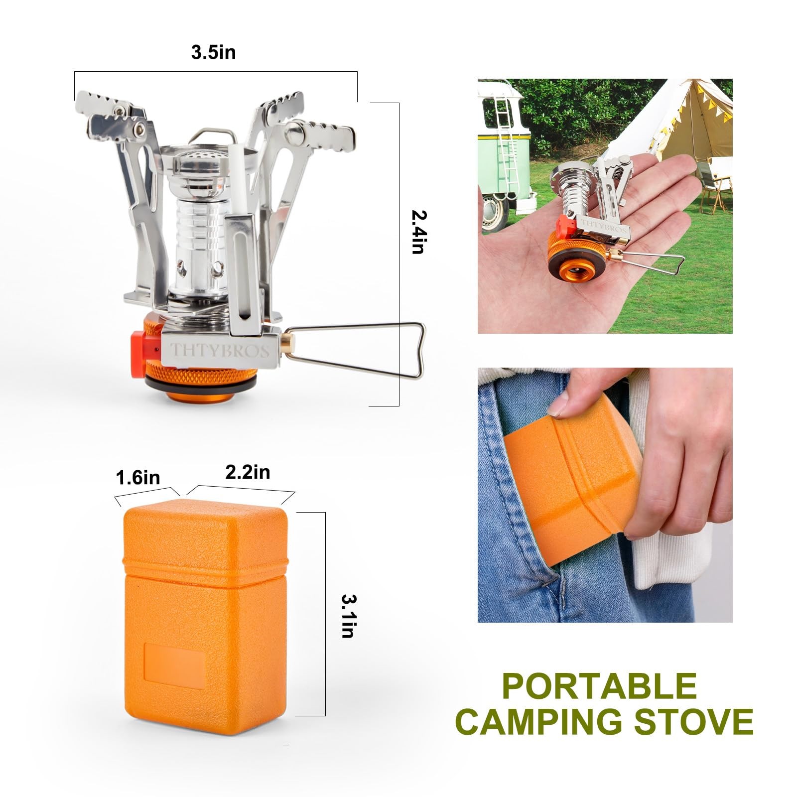 Portable Camping Stove 3000W Windproof Gas Burner with Piezo Ignition Compact