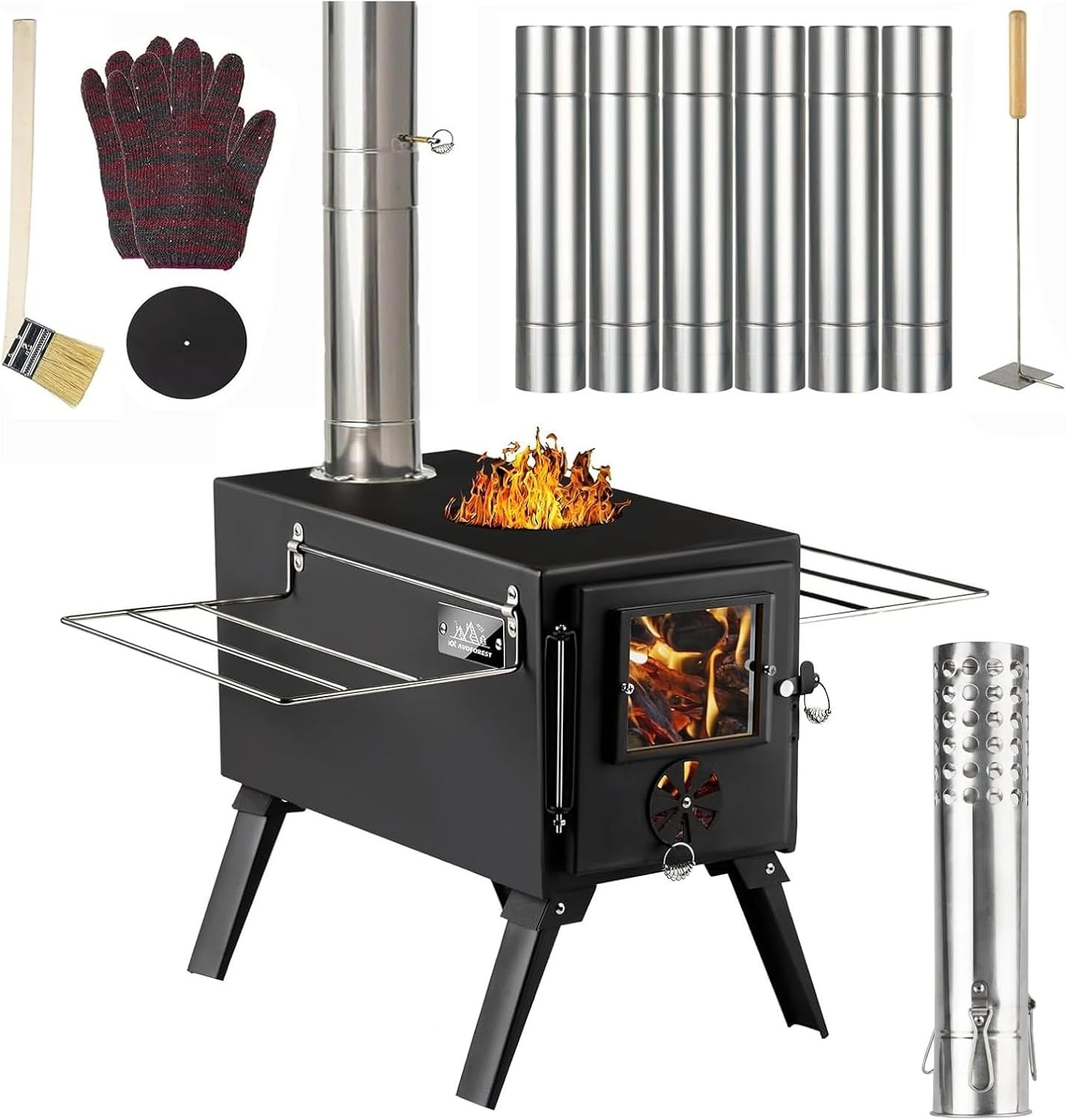 Hot Tent Stove, Wood Burning Stove,Small Wood Stove with 7 Stainless Chimney …