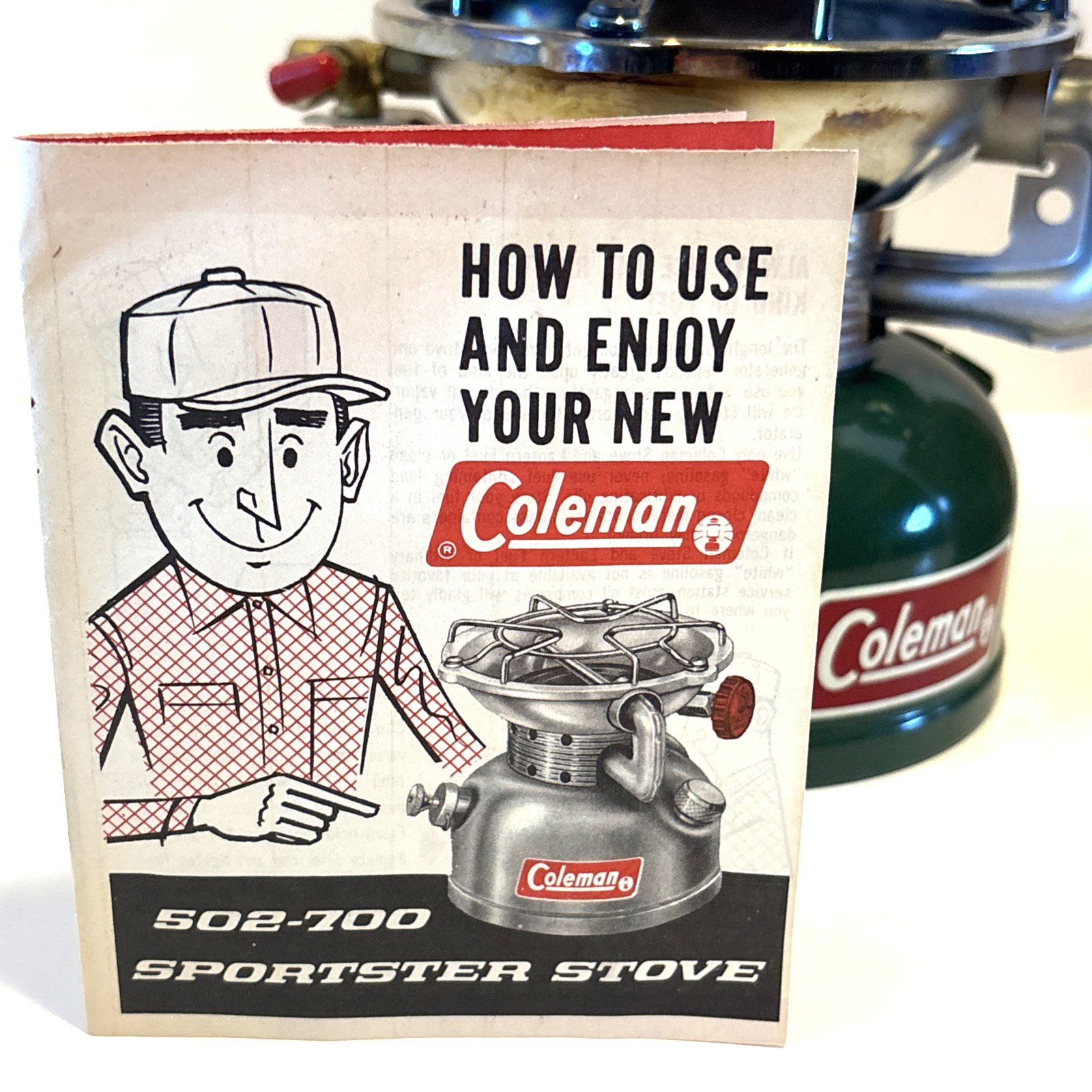 Vintage Coleman 502-700 Sportster Camping Stove w/ Box & Manual Green Made USA