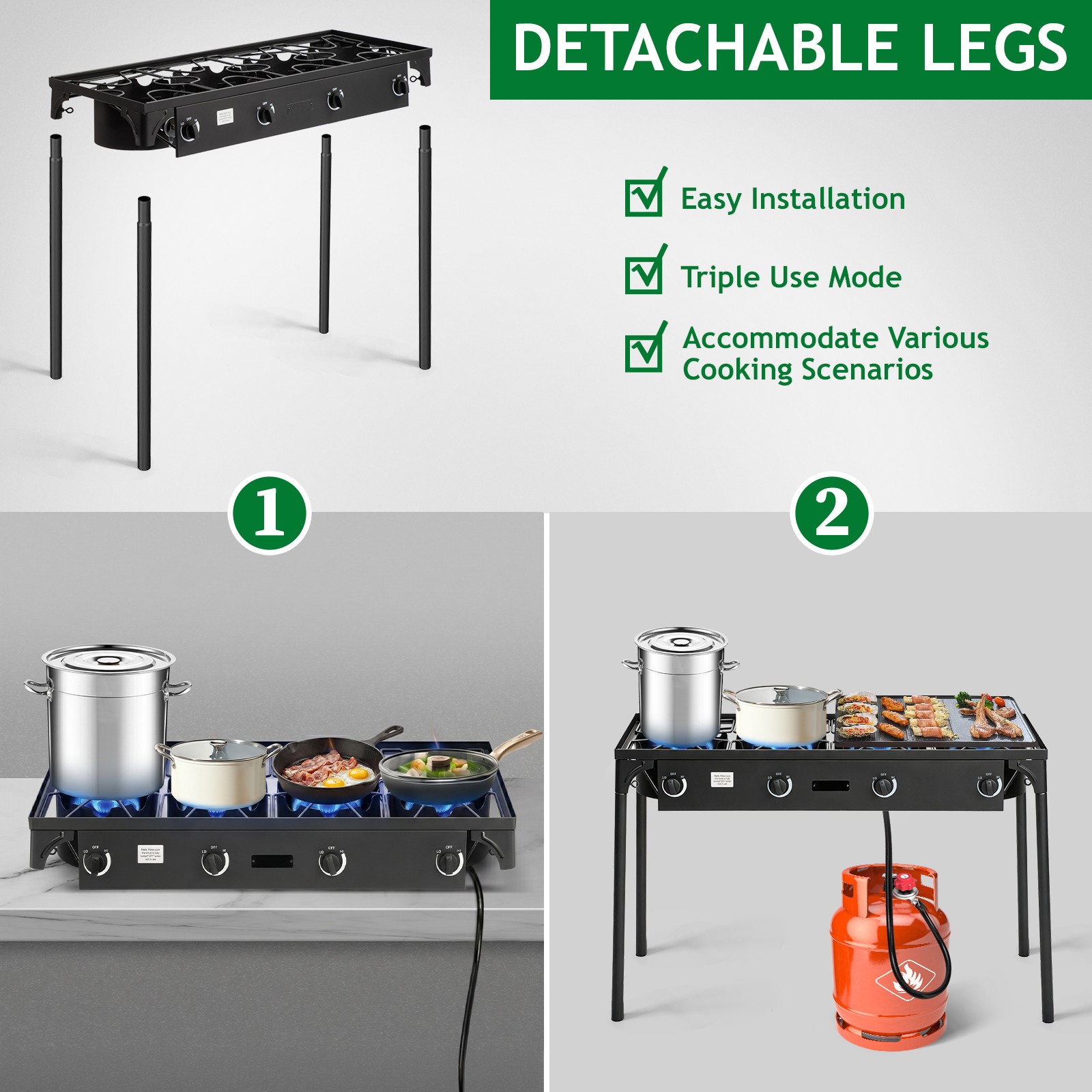 Portable 1-4 Burners Propane Gas Stove for Outdoor Camping Stove BBQ Grill