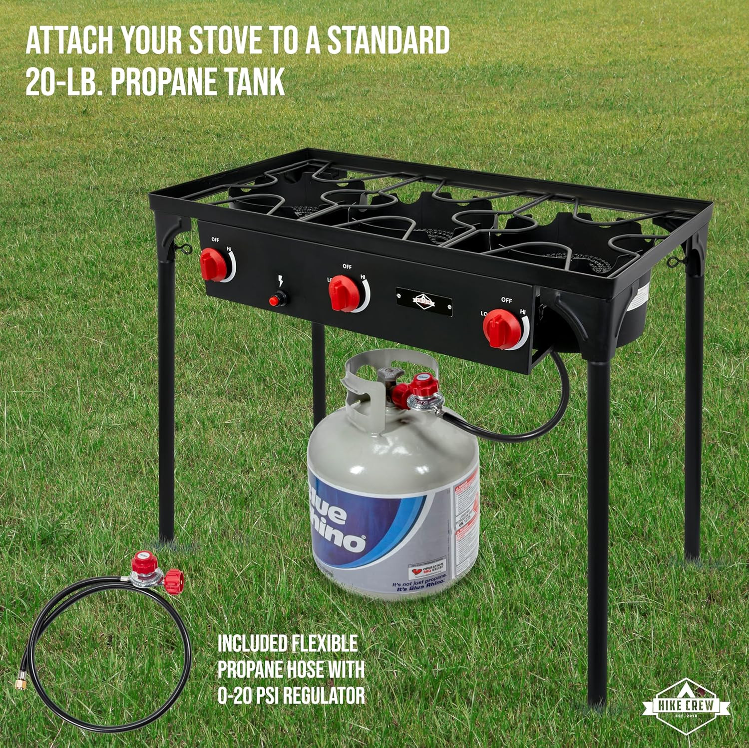 Portable 3-Burner Outdoor Gas Stove | 225,000 BTU with Blue Flame Control