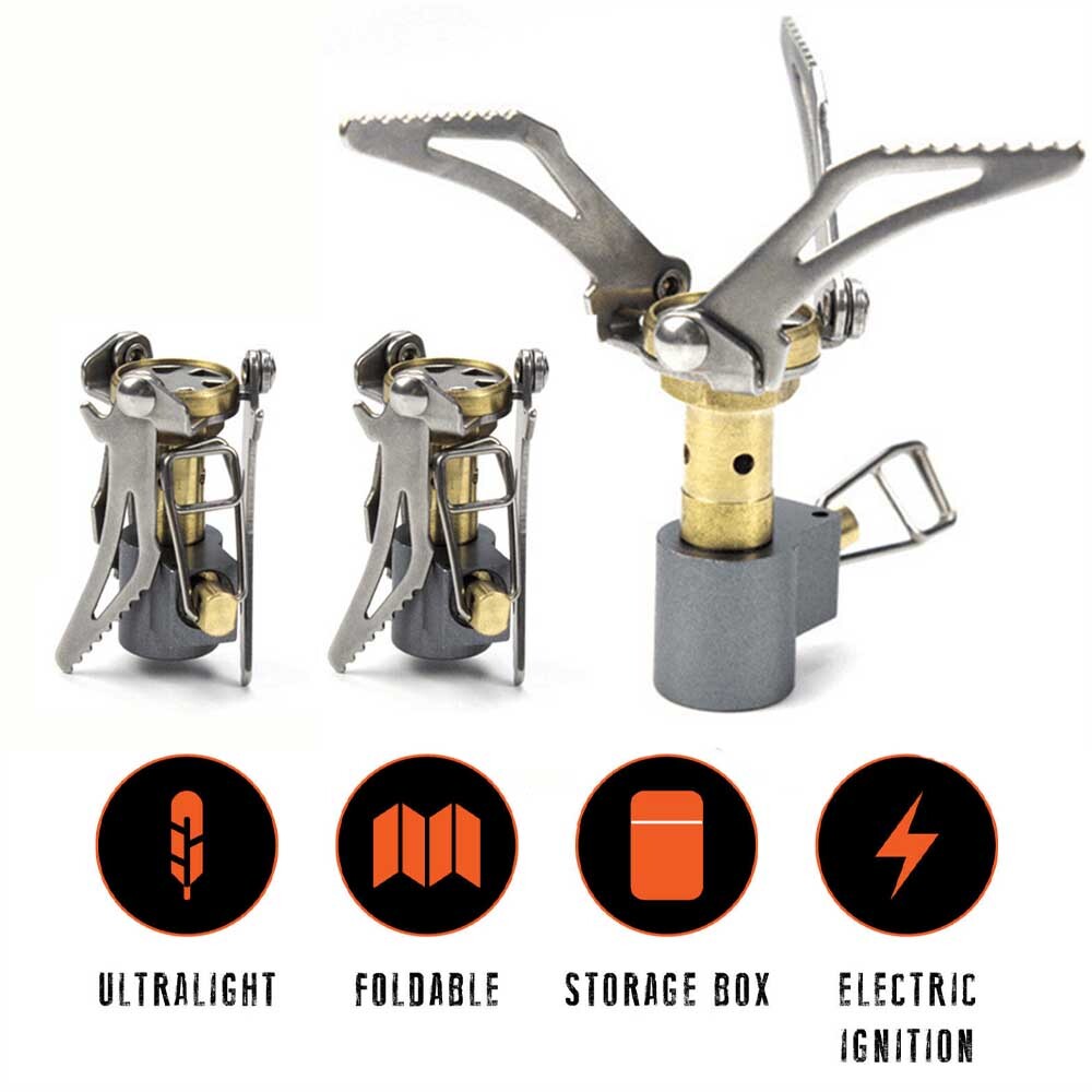 2x Mini Camping Titanium Gas Stoves Portable Folding Cooking Burners BRS-3000T